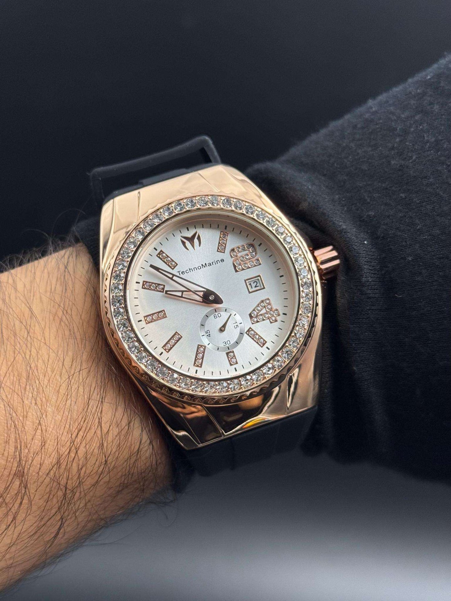 Tchmrnr Monogram 24 Negro Circones Tablero Plateado Oro Rosa