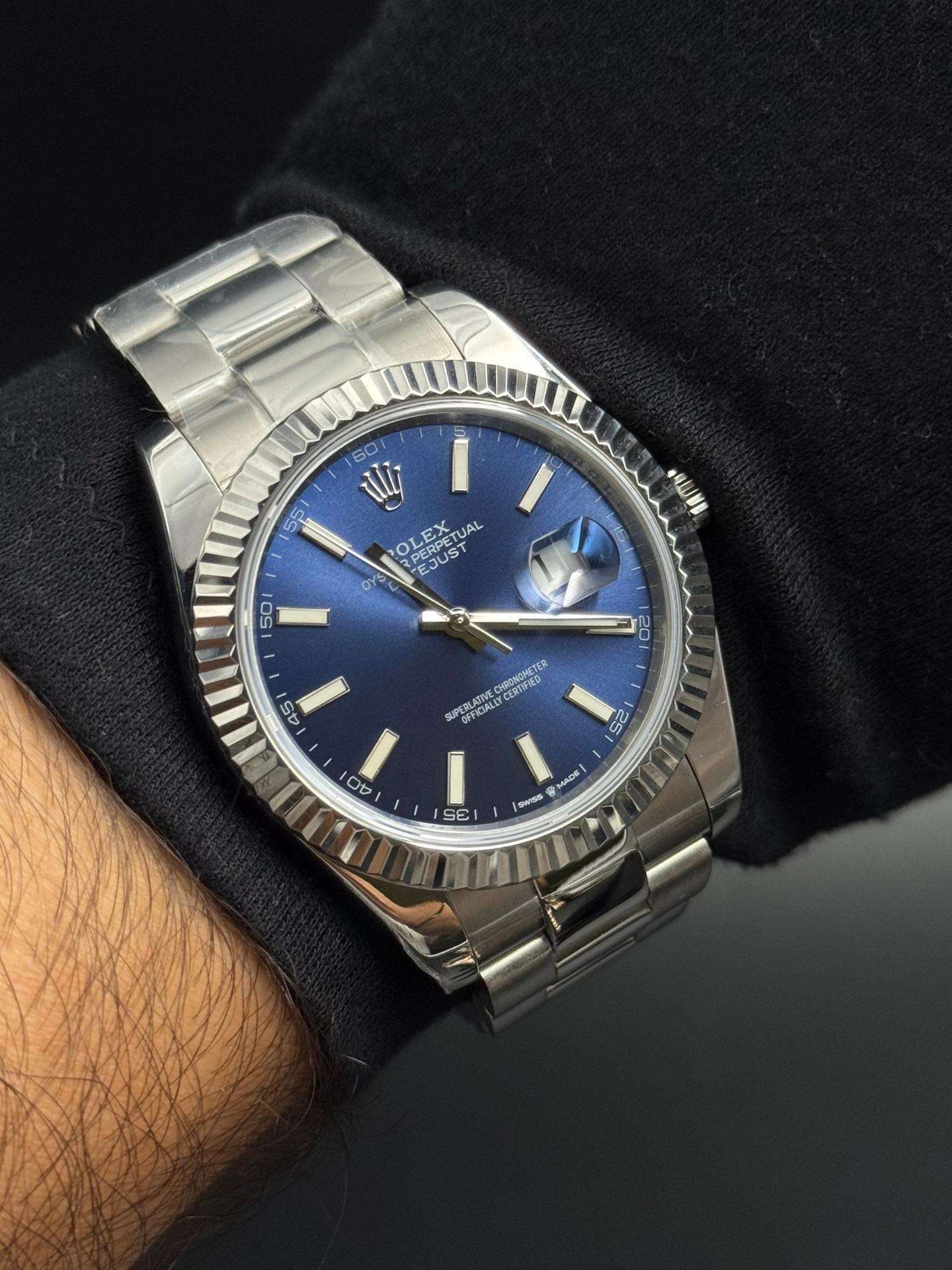 Rlx DateJust Exclusive Plateado Tablero Azul