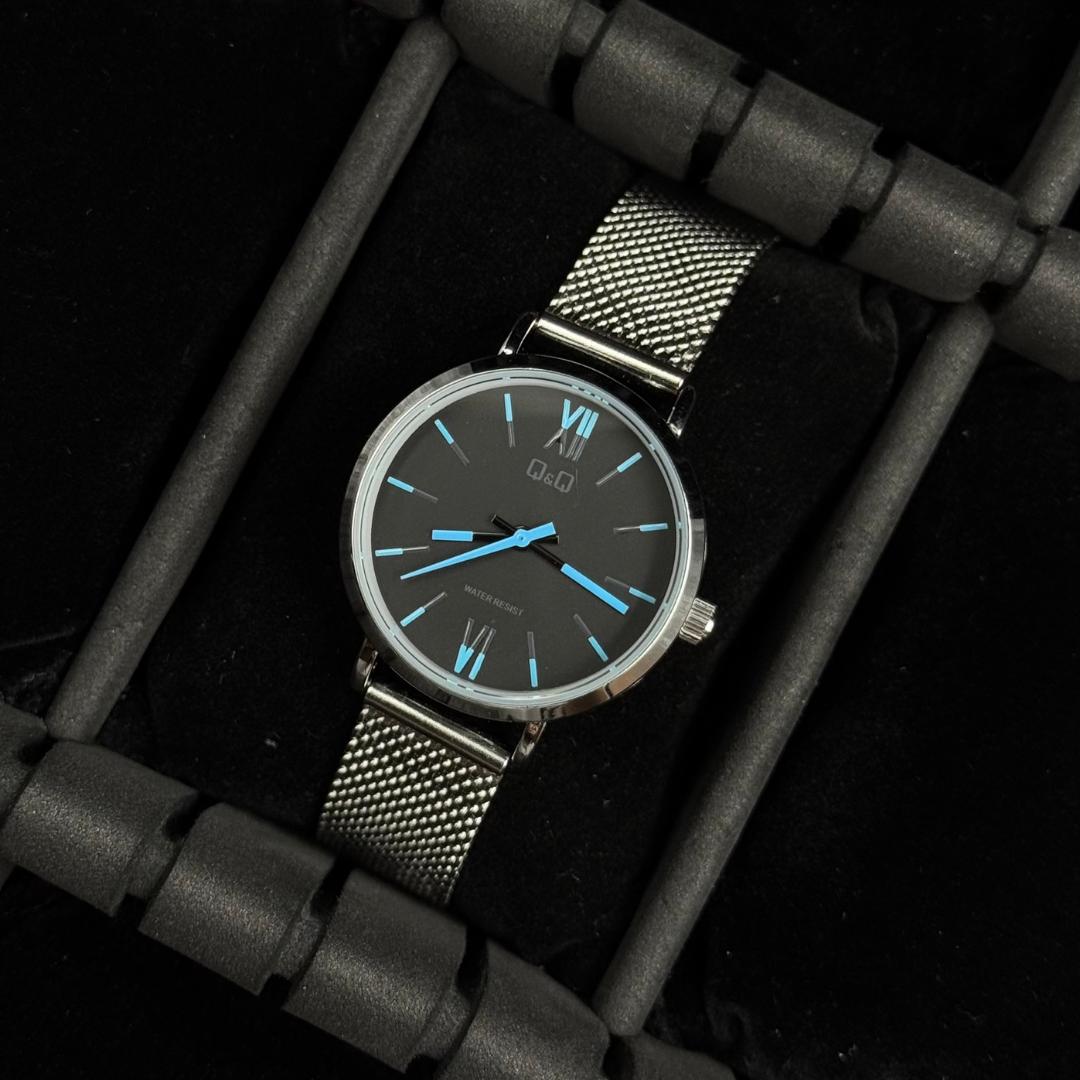 QYQ Dama Plateado Tablero Negro-Azul