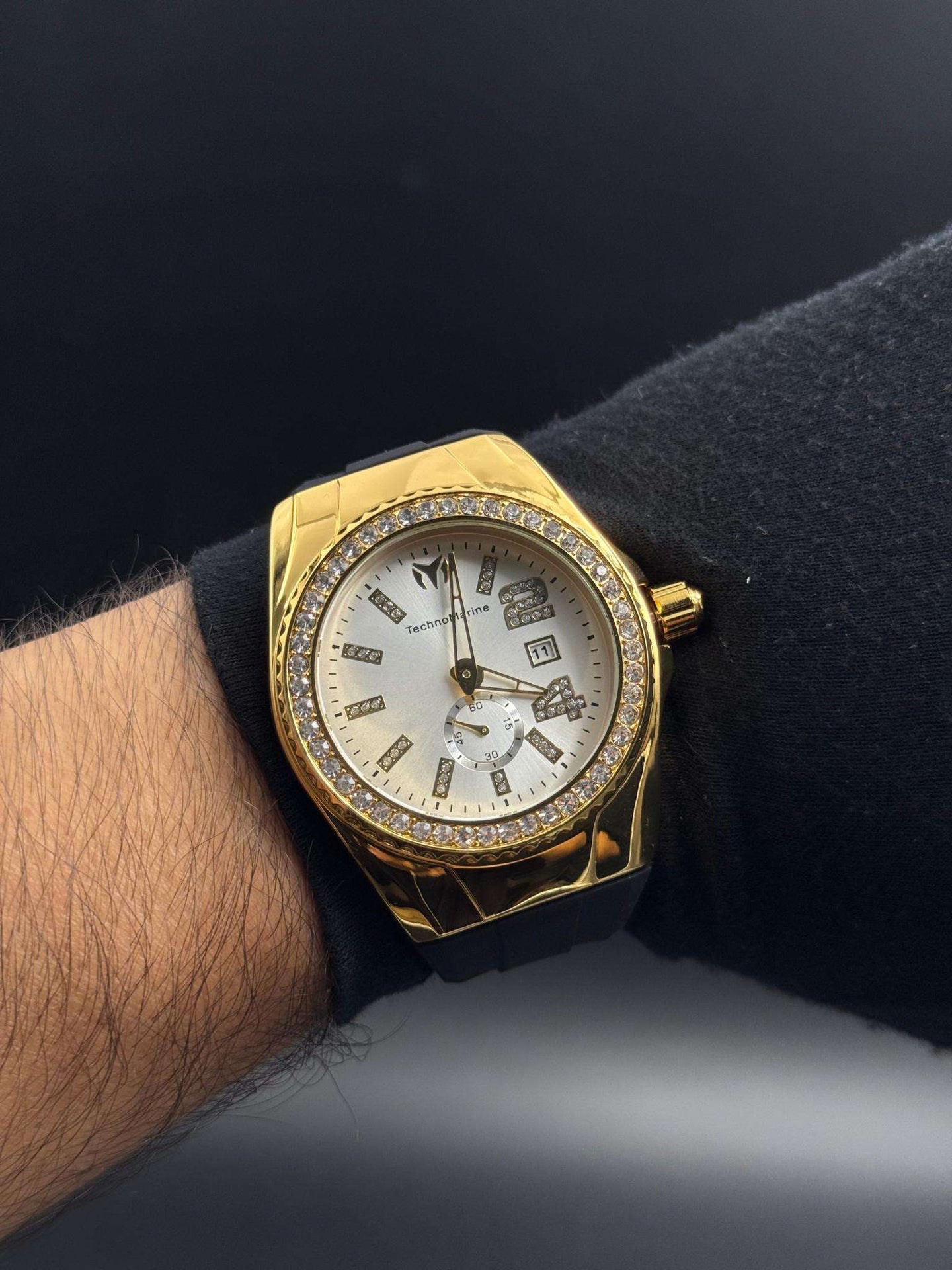 Tchmrnr Monogram 24 Negro Circones Tablero Plateado Dorado