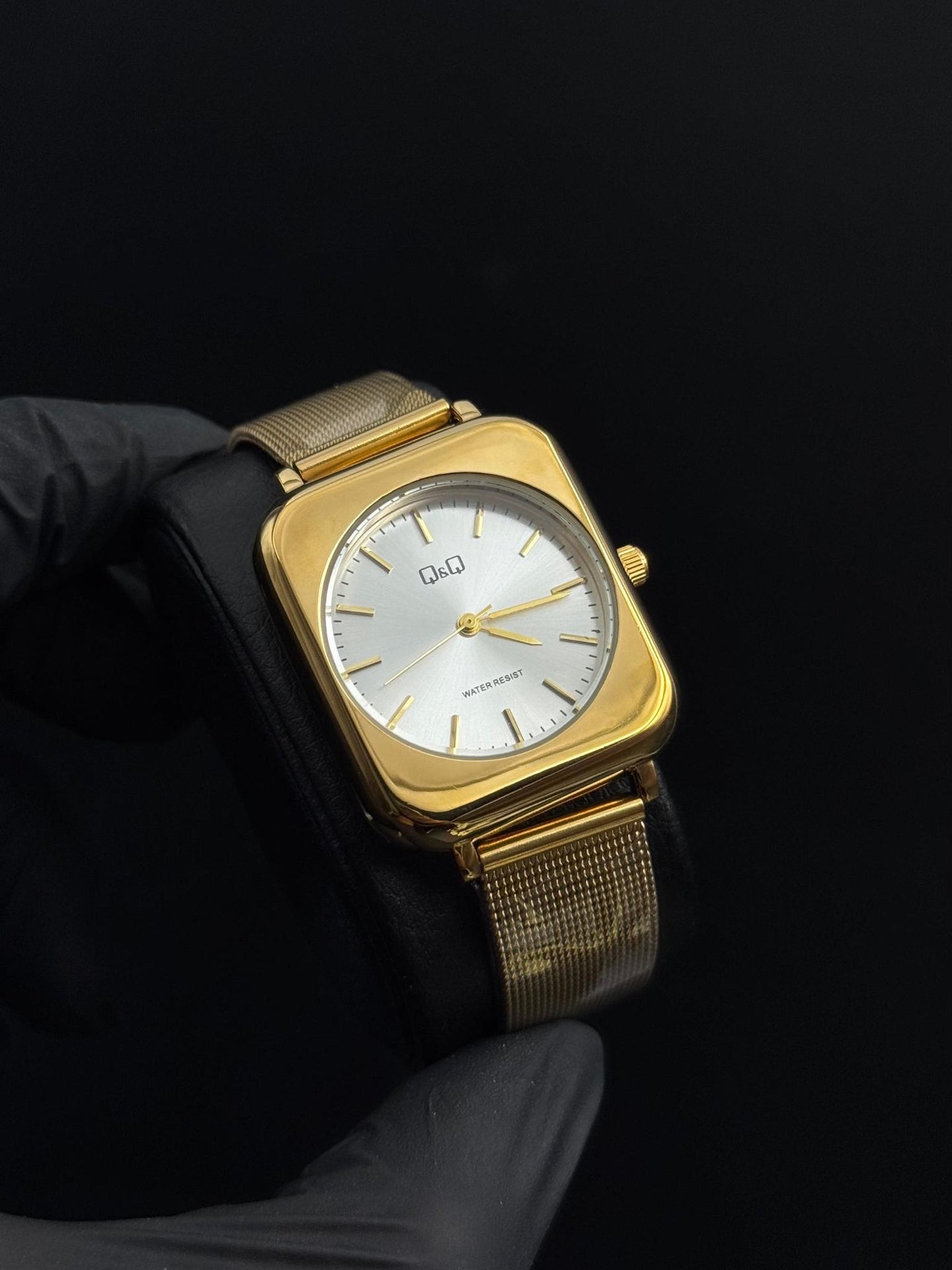 QYQ Mujer Cuadrado Malla Dorada Tablero Plateado