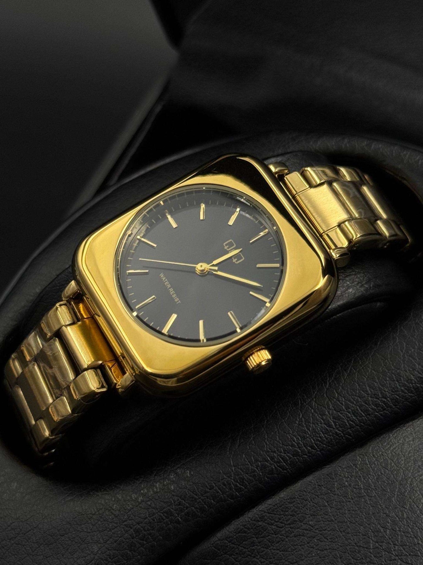 QYQ Mujer Cuadrado Dorado Tablero Negro