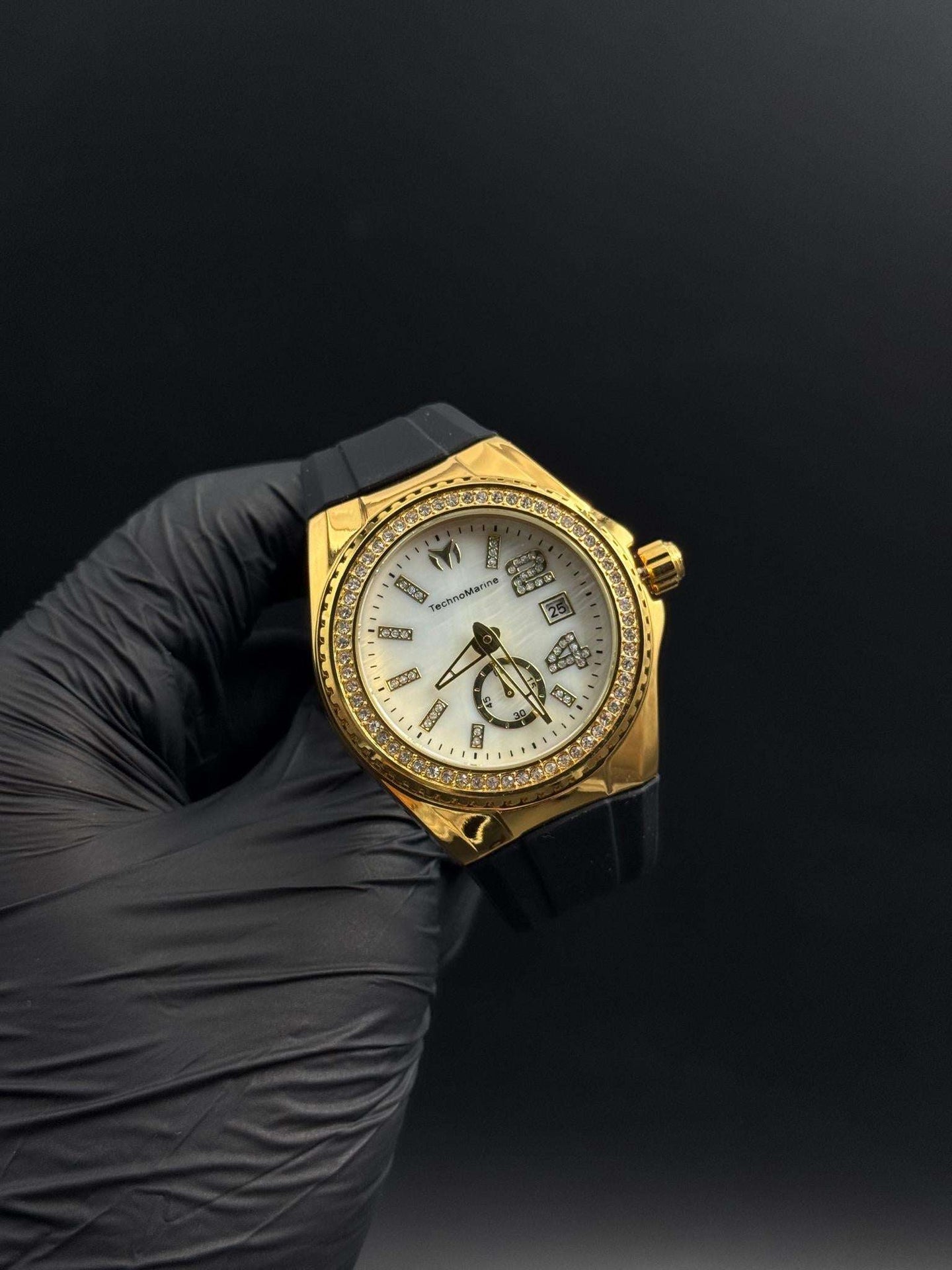 Tchmrnr Monogram 24 Mujer Negro Circones Tablero Plateado Dorado