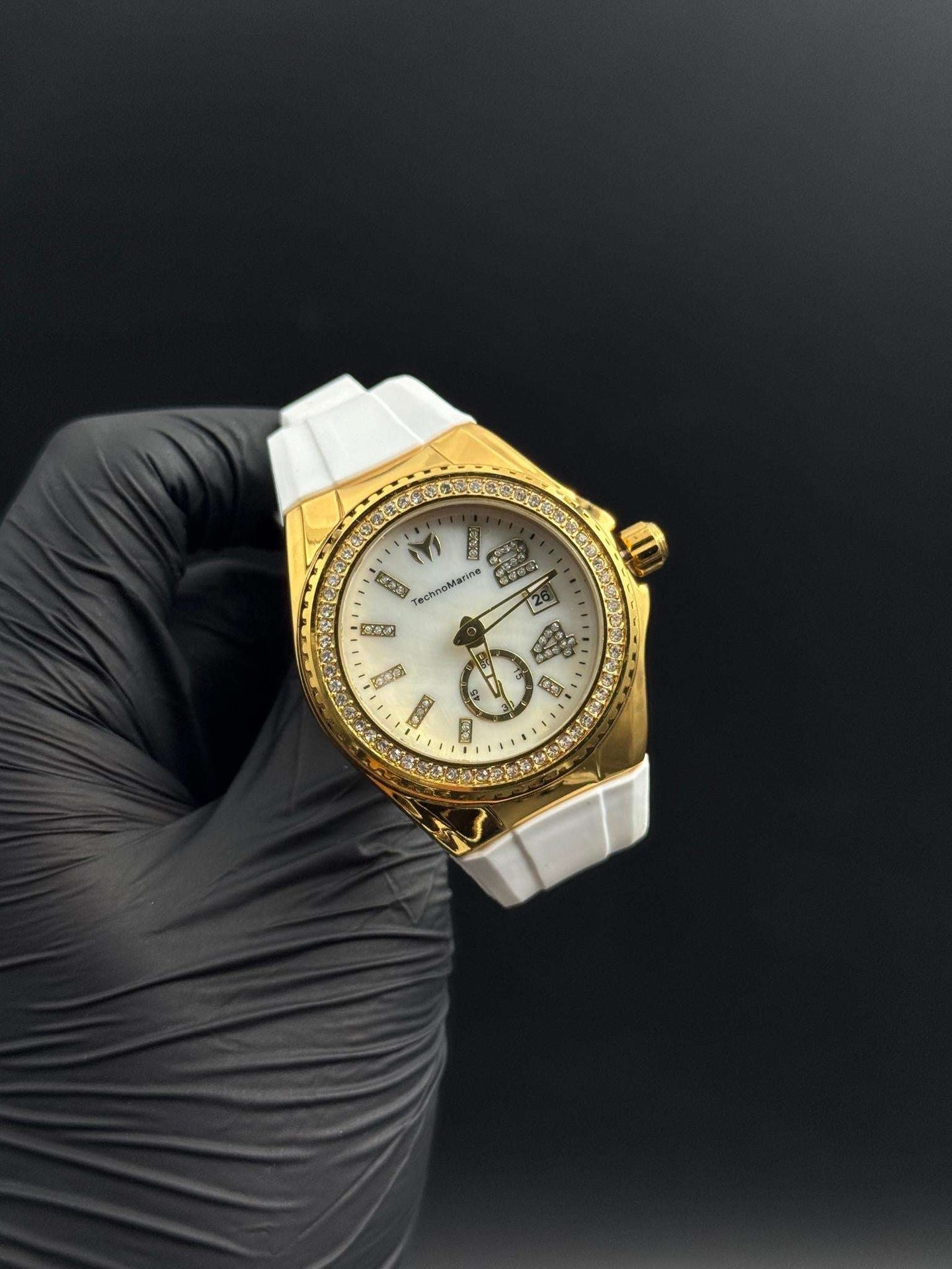 Tchmrnr Monogram 24 Mujer Blanco Circones Tablero Plateado Dorado