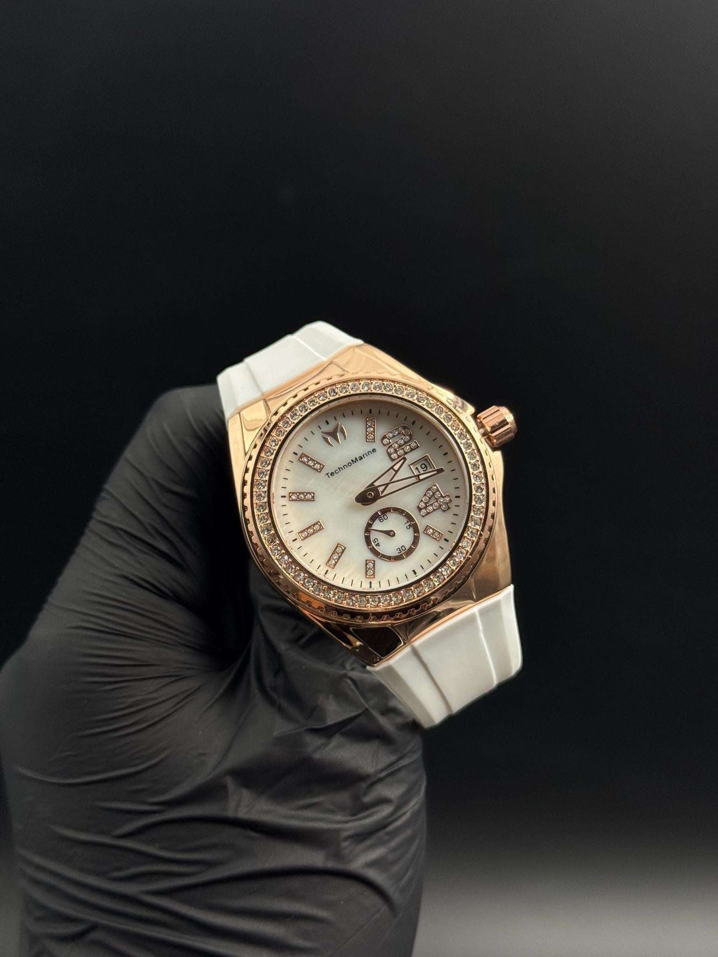 Tchmrnr Monogram 24 Mujer Blanco Circones Tablero Plateado Oro Rosa