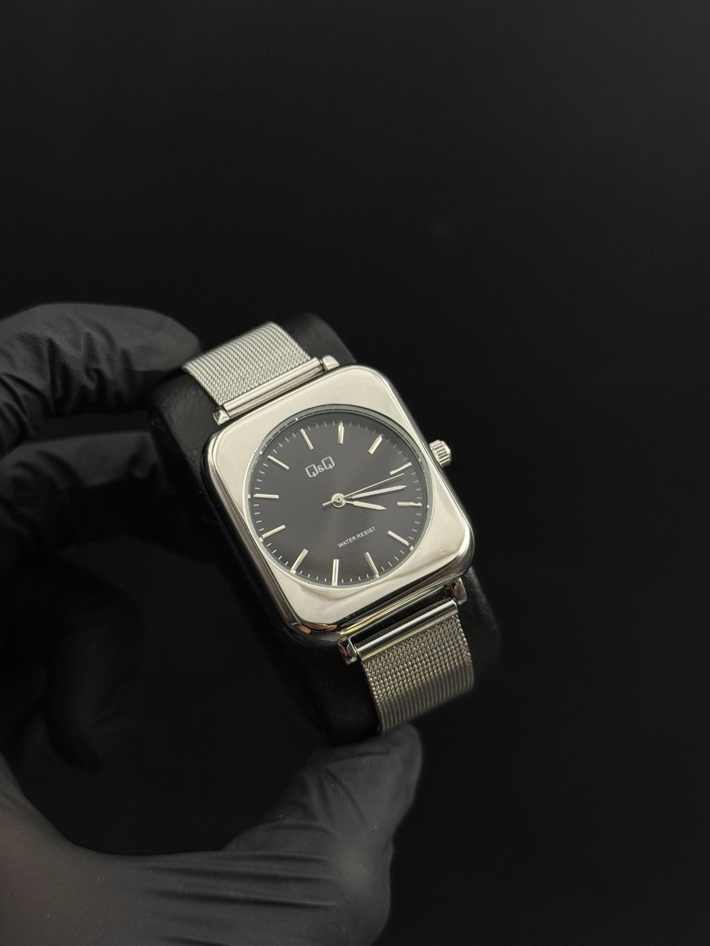 QYQ Mujer Cuadrado Malla Plateado Tablero Negro