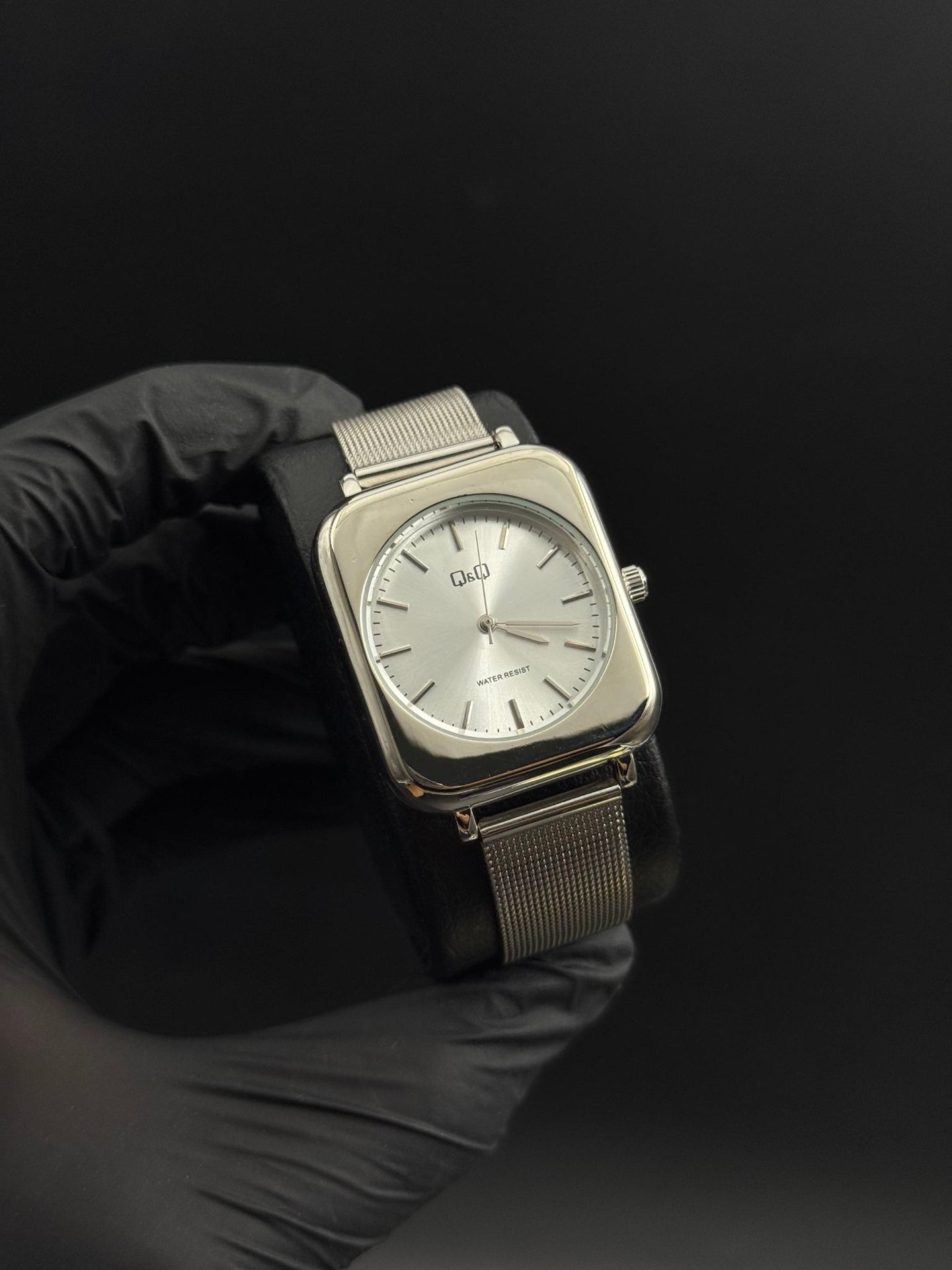 QYQ Mujer Cuadrado Malla Plateado Tablero Plateado