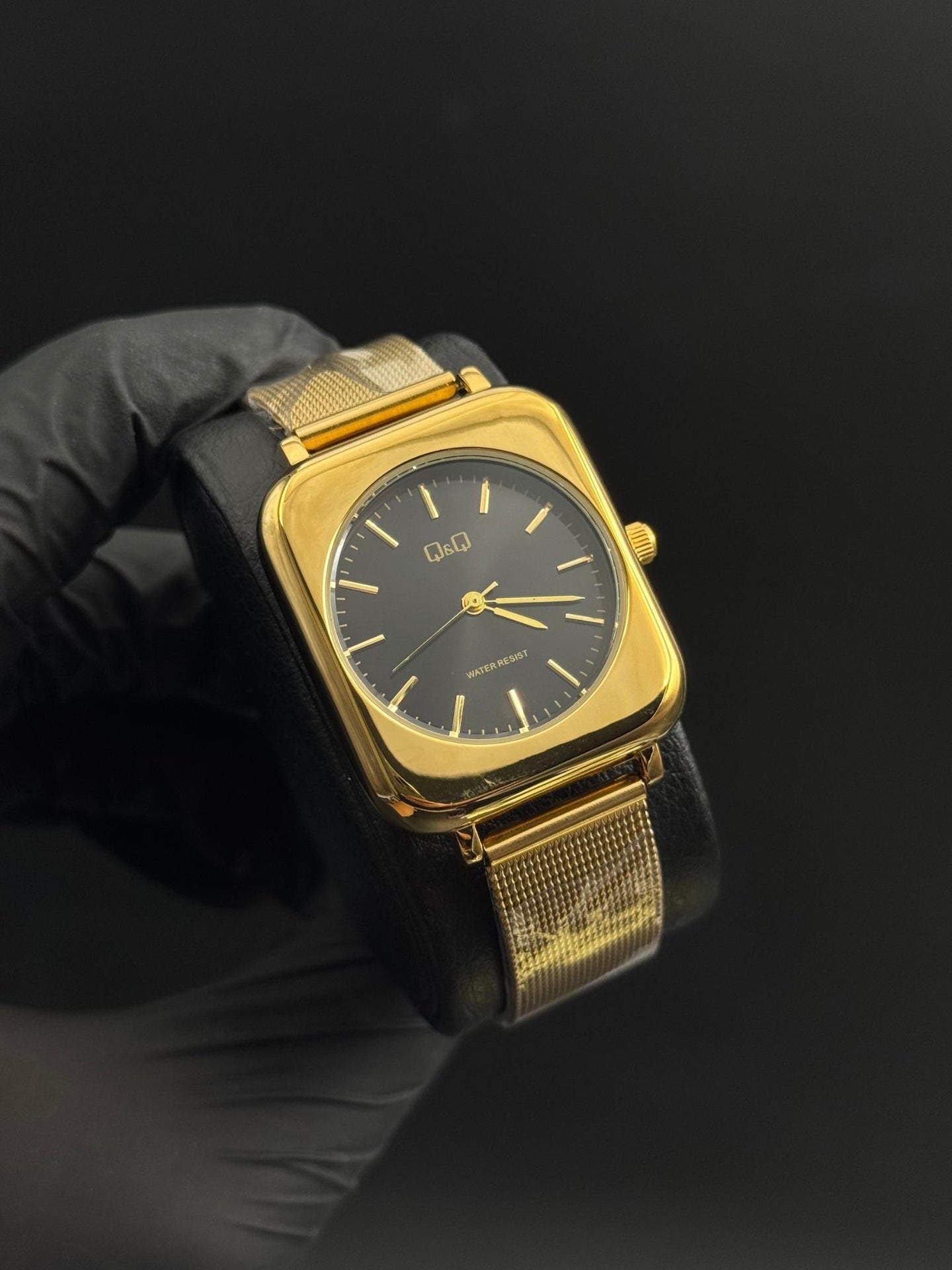 QYQ Mujer Cuadrado Malla Dorado Tablero Negro