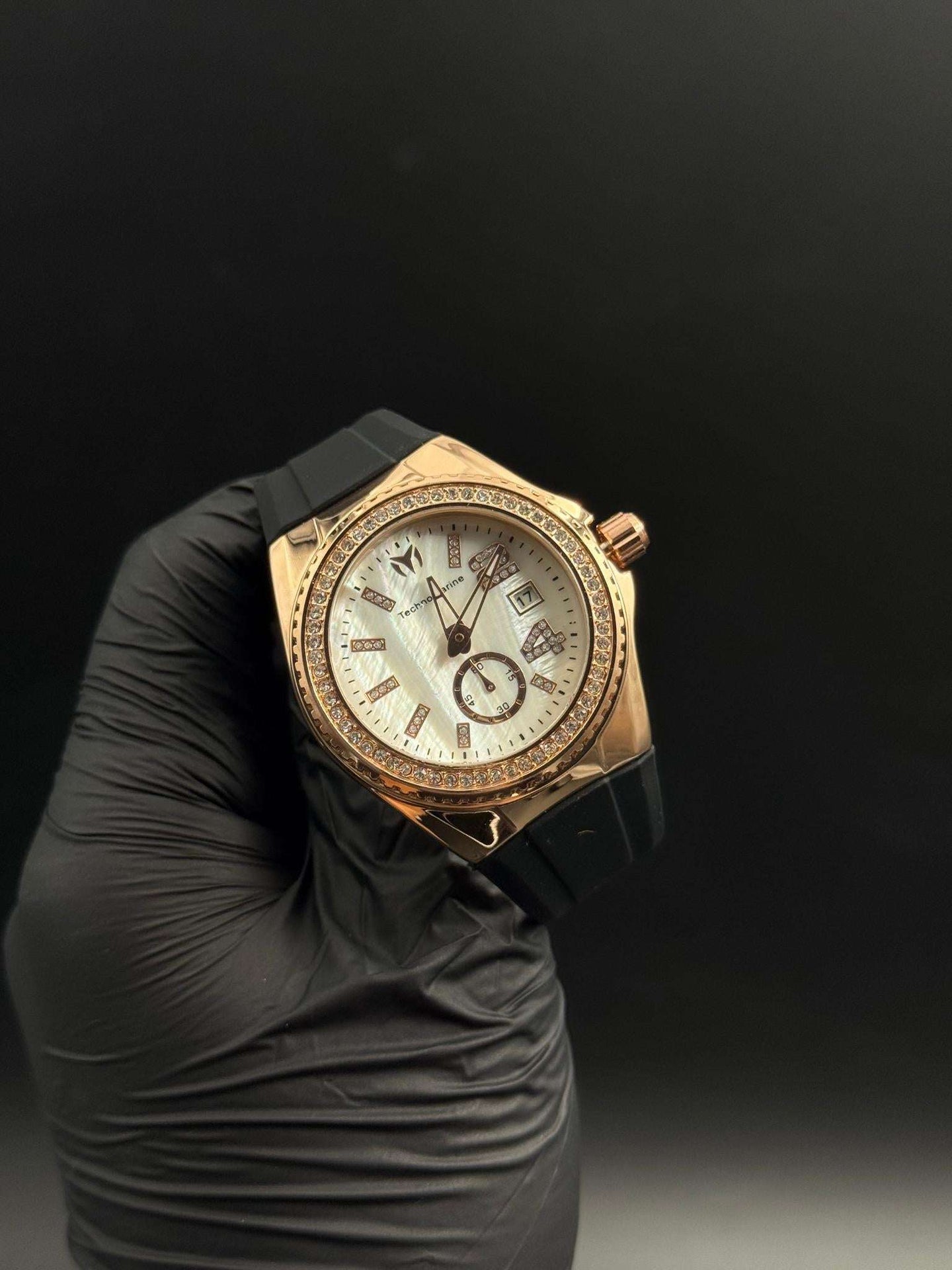 Tchmrnr Monogram 24 Mujer Negro Tablero Plateado Oro Rosa