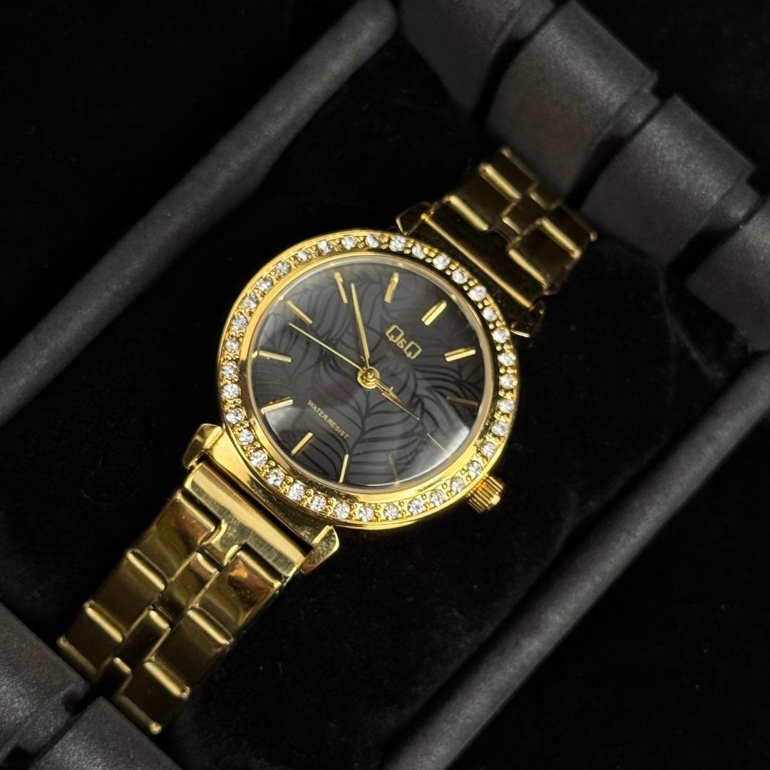 QYQ Mujer Circones Dorado Tablero Negro