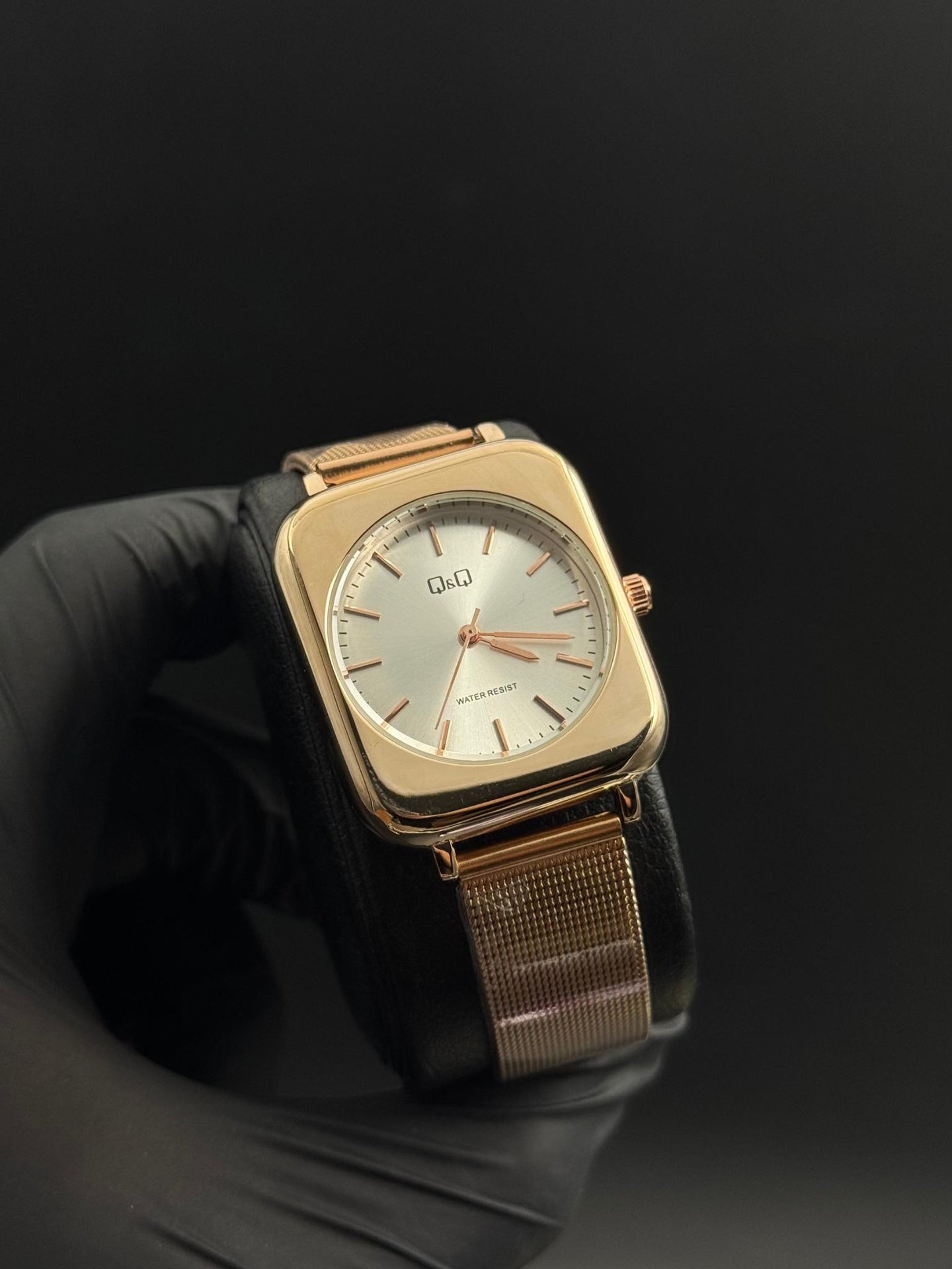 QYQ Mujer Cuadrado Malla Oro Rosa Tablero Plateado