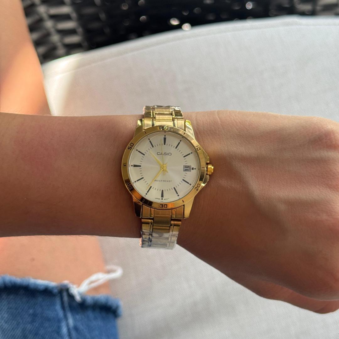 Cso Mujer Clásico Dorado Tablero Plateado