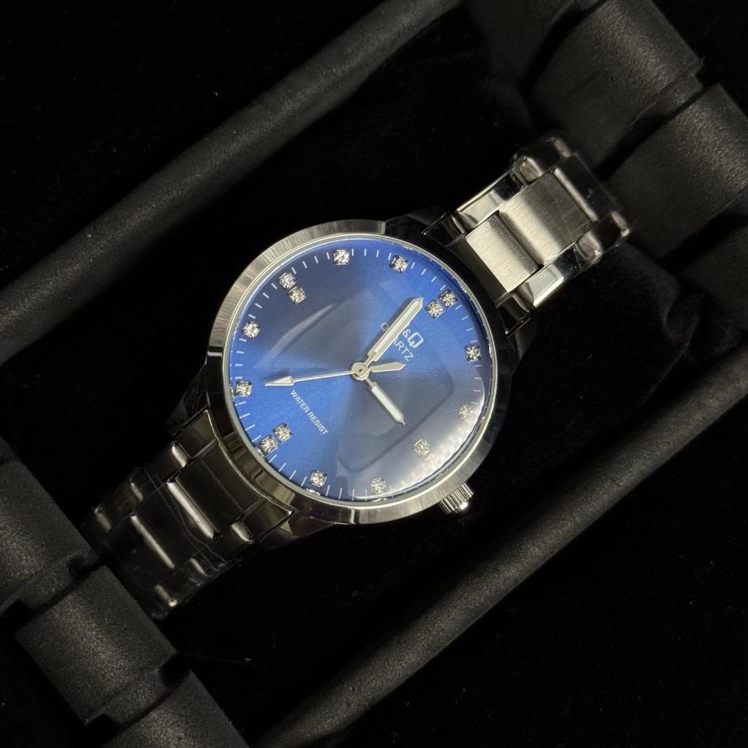 QYQ Mujer Diamond Plateado Tablero Negro Azul