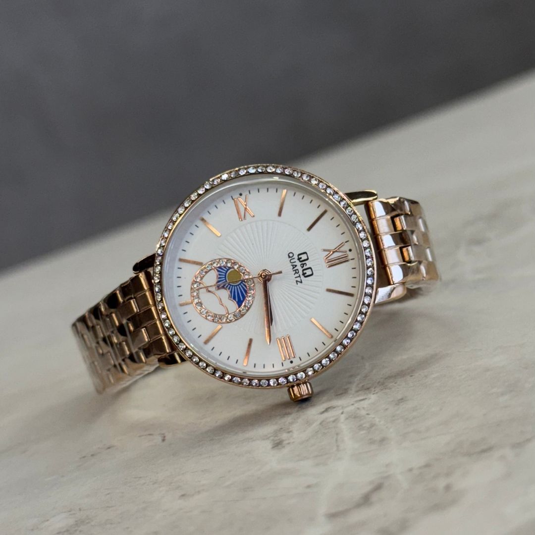 QYQ Mujer Sun Oro Rosa Tablero Blanco