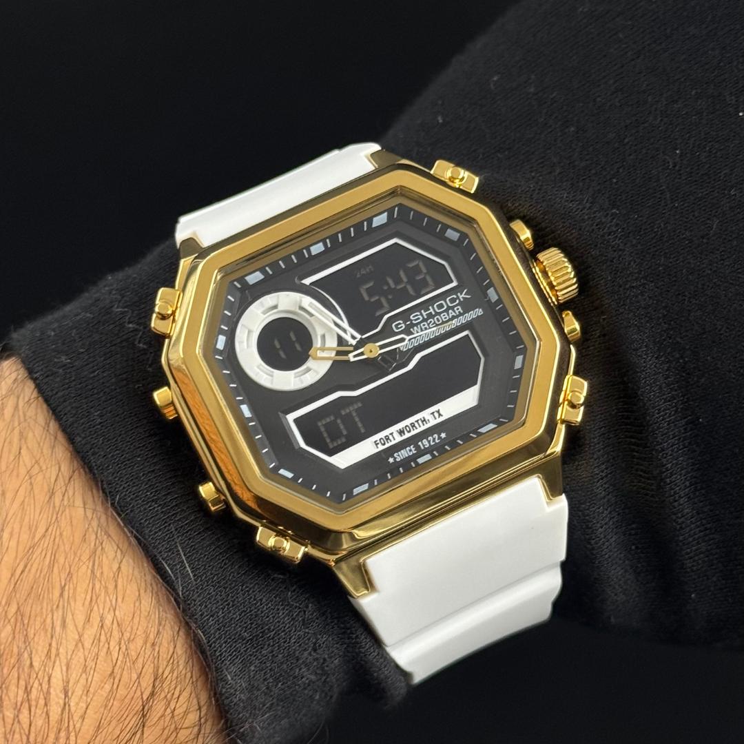 G-Shck Royale Blanco Tablero Negro-Dorado