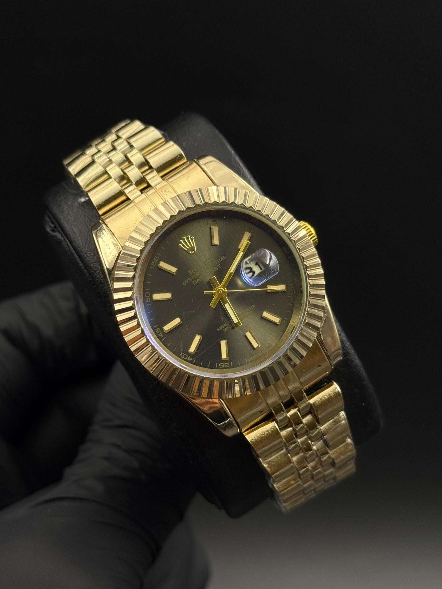 Rlx Dayjust Plus Mujer Dorado Tablero Negro