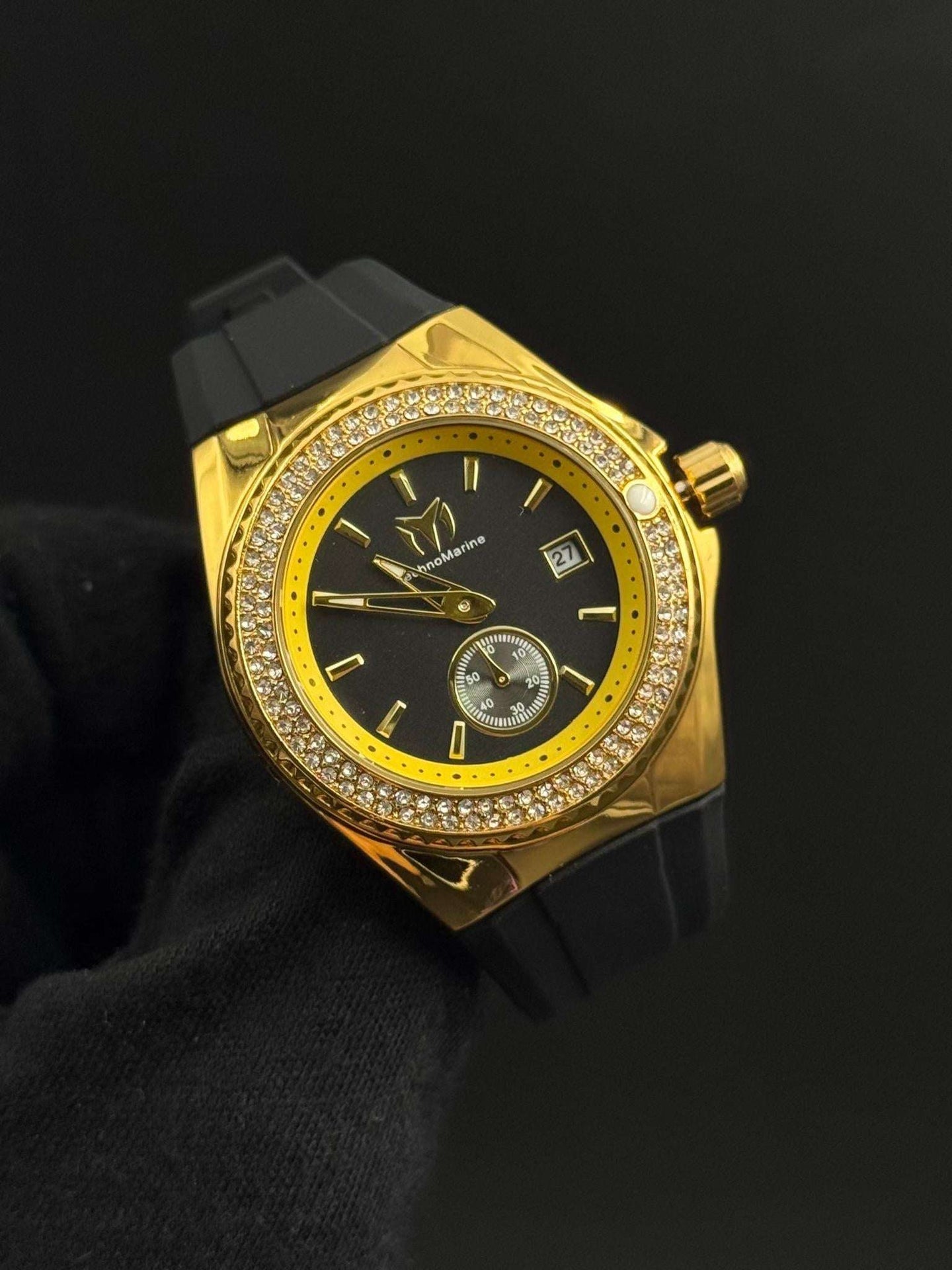 Tchmrn Monogram Mujer Negro Circones Tablero Negro Dorado