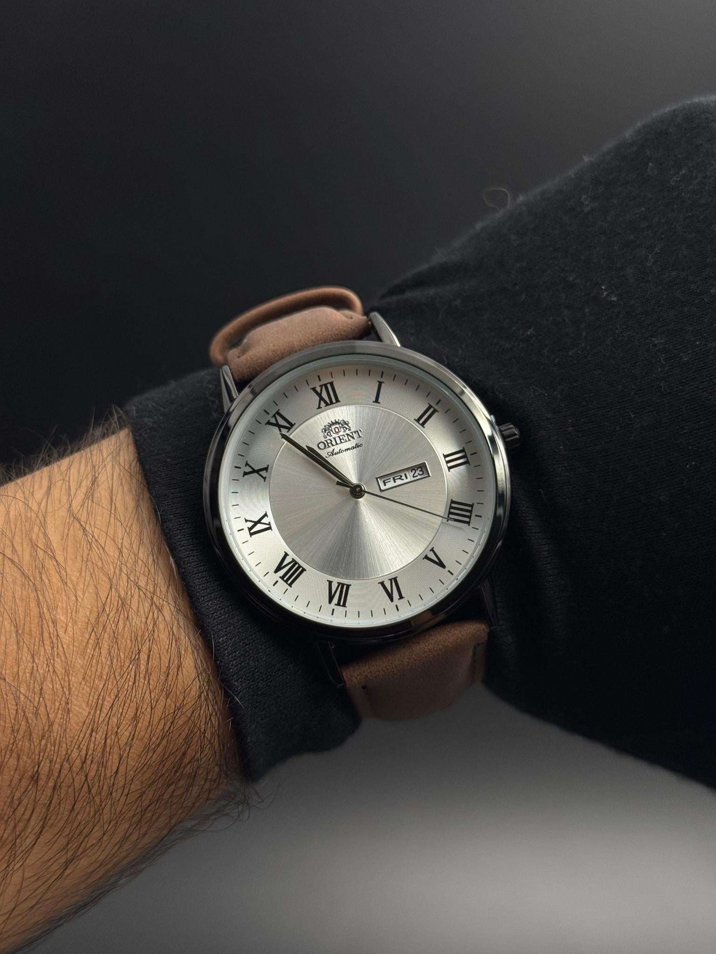 Ornt Cuero Café Tablero Plateado Negro