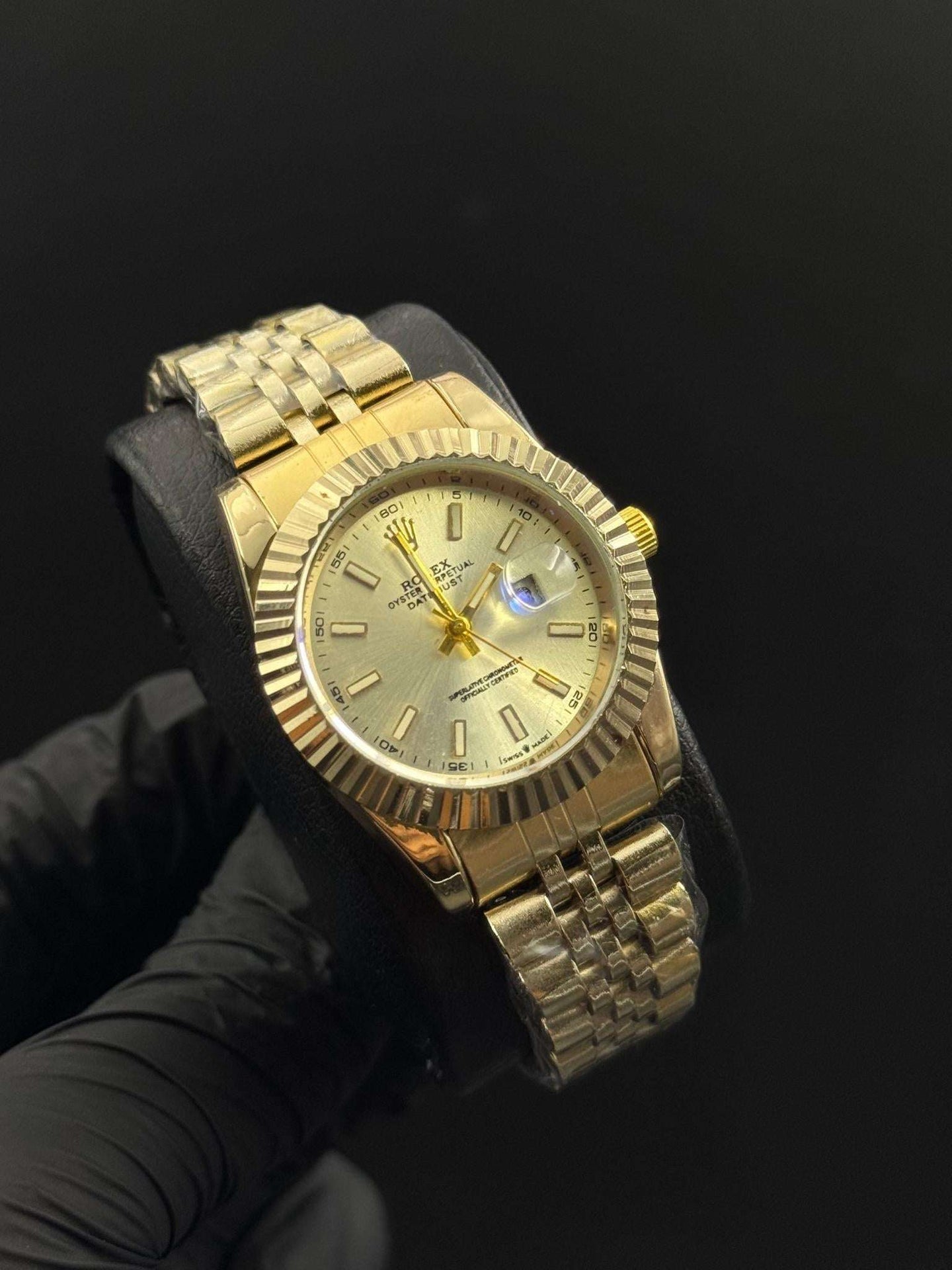 Rlx Dayjust Plus Mujer Dorado Tablero Plateado