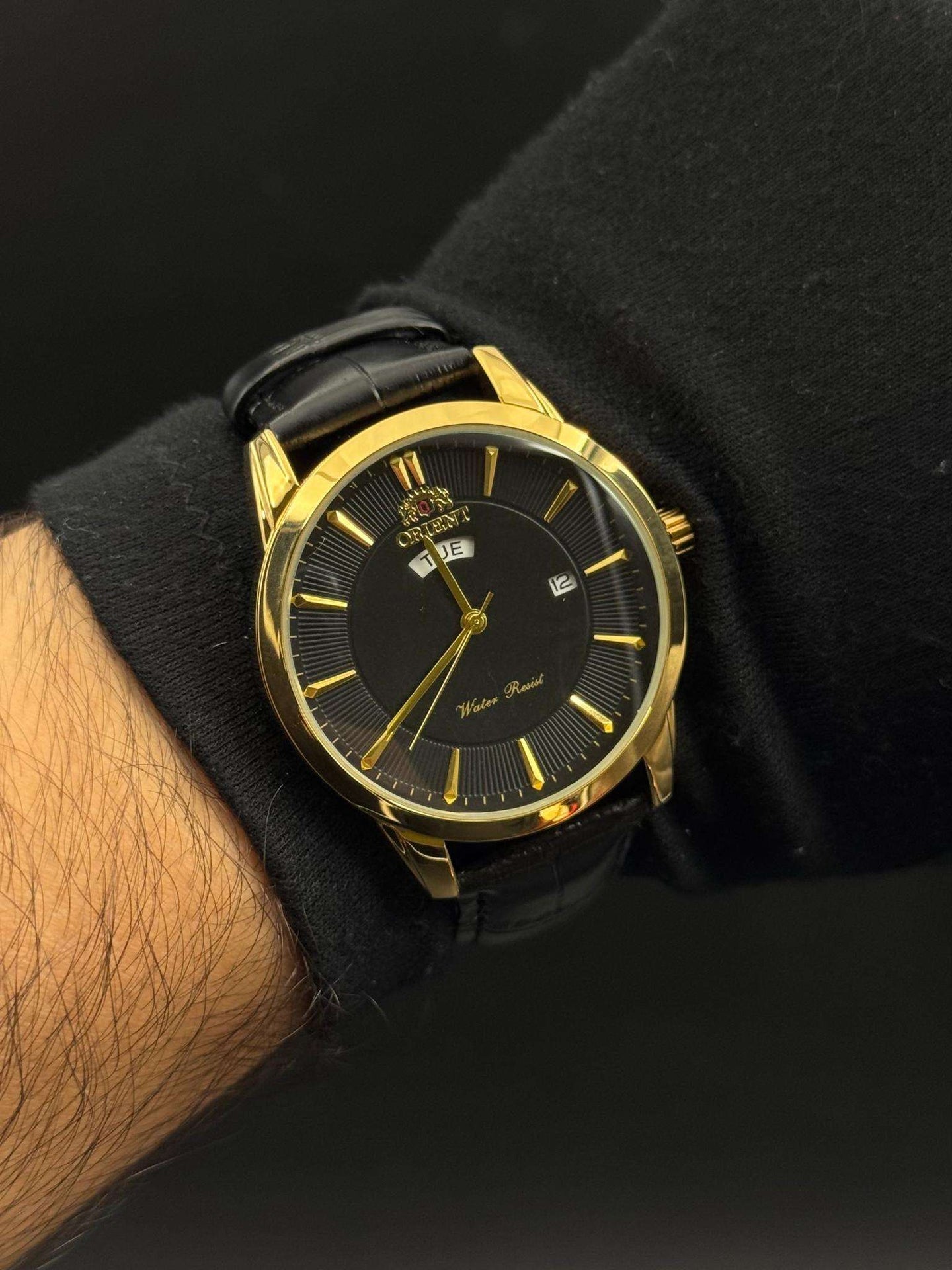 Ornt Daydate Cuero Negro Tablero Negro Dorado