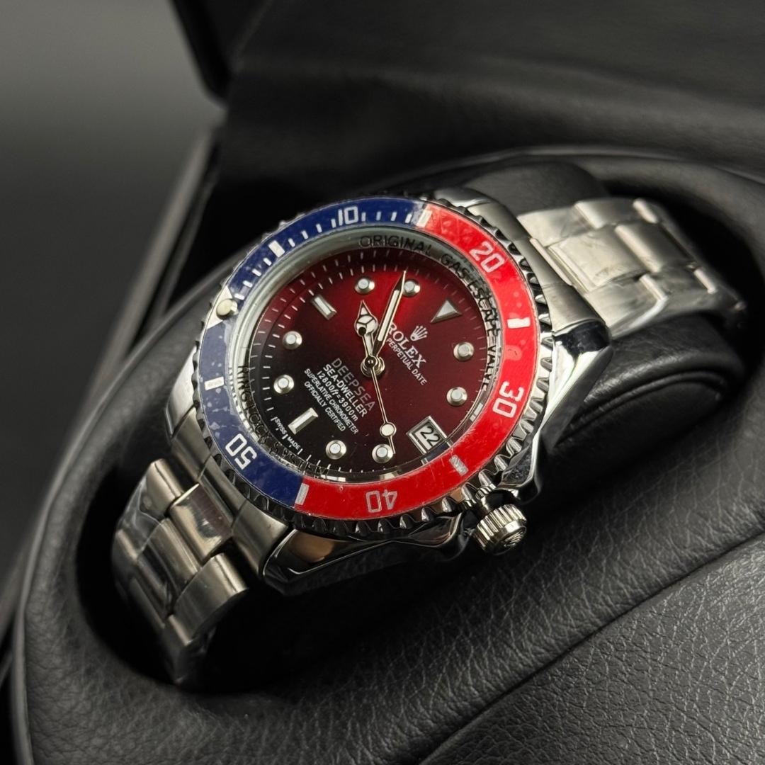 Rlx Submariner Mujer Plateado Tablero Rojo Bisel Rojo Azul