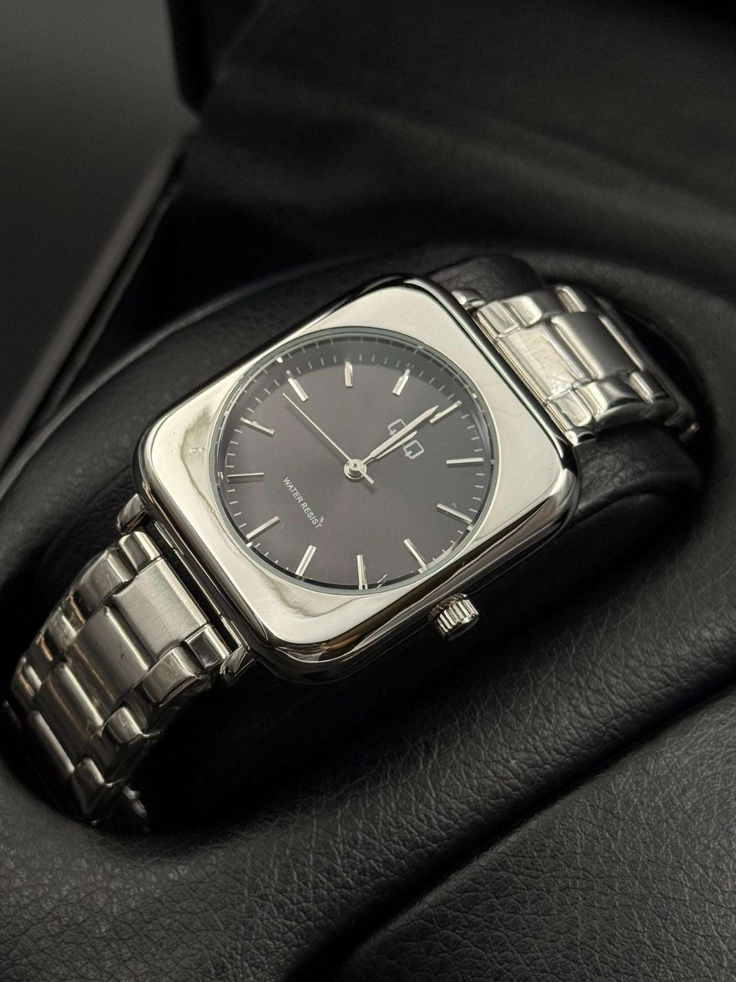 QYQ Mujer Cuadrado Plateado Tablero Negro