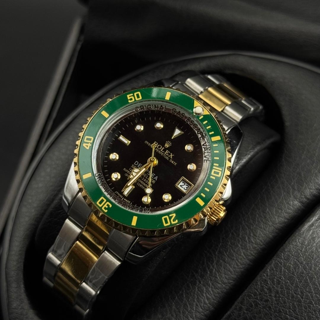 Rlx Submariner Mujer Bicolor Tablero Negro Bisel Verde