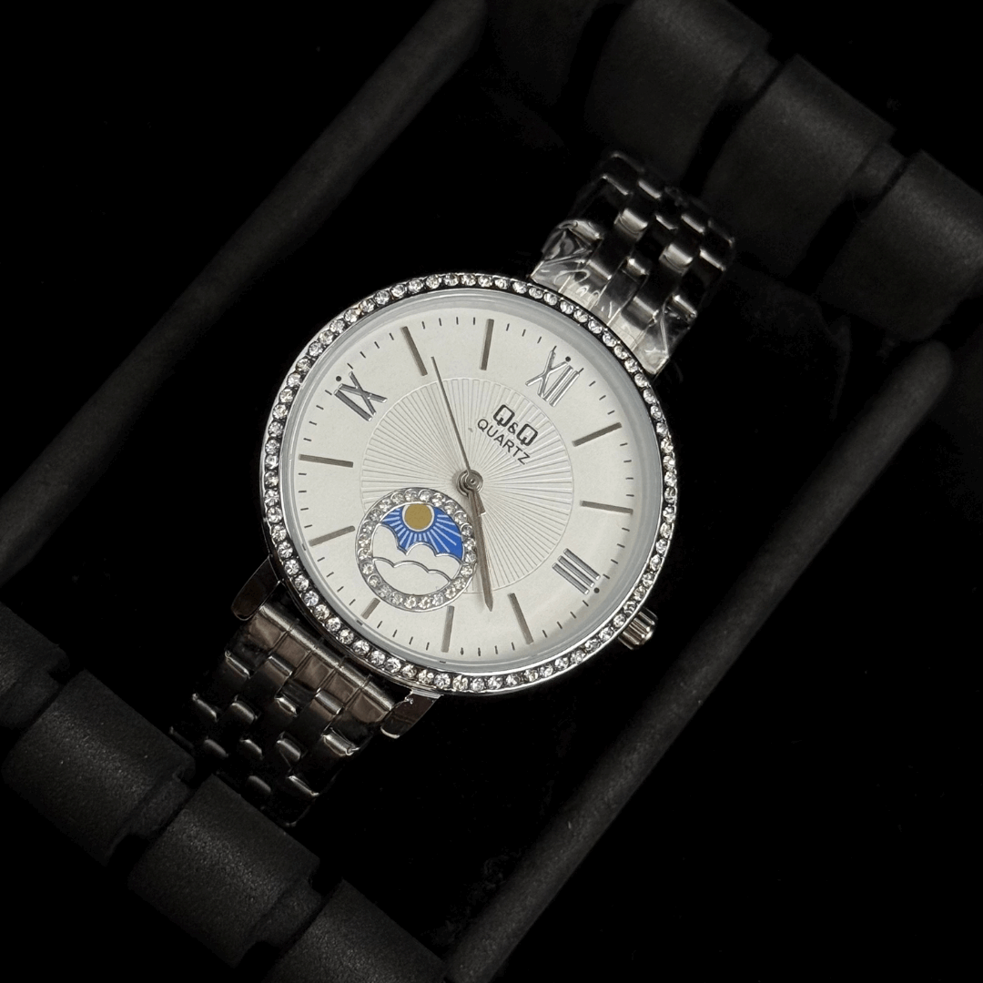 QYQ Mujer Sun Plateado Tablero Blanco