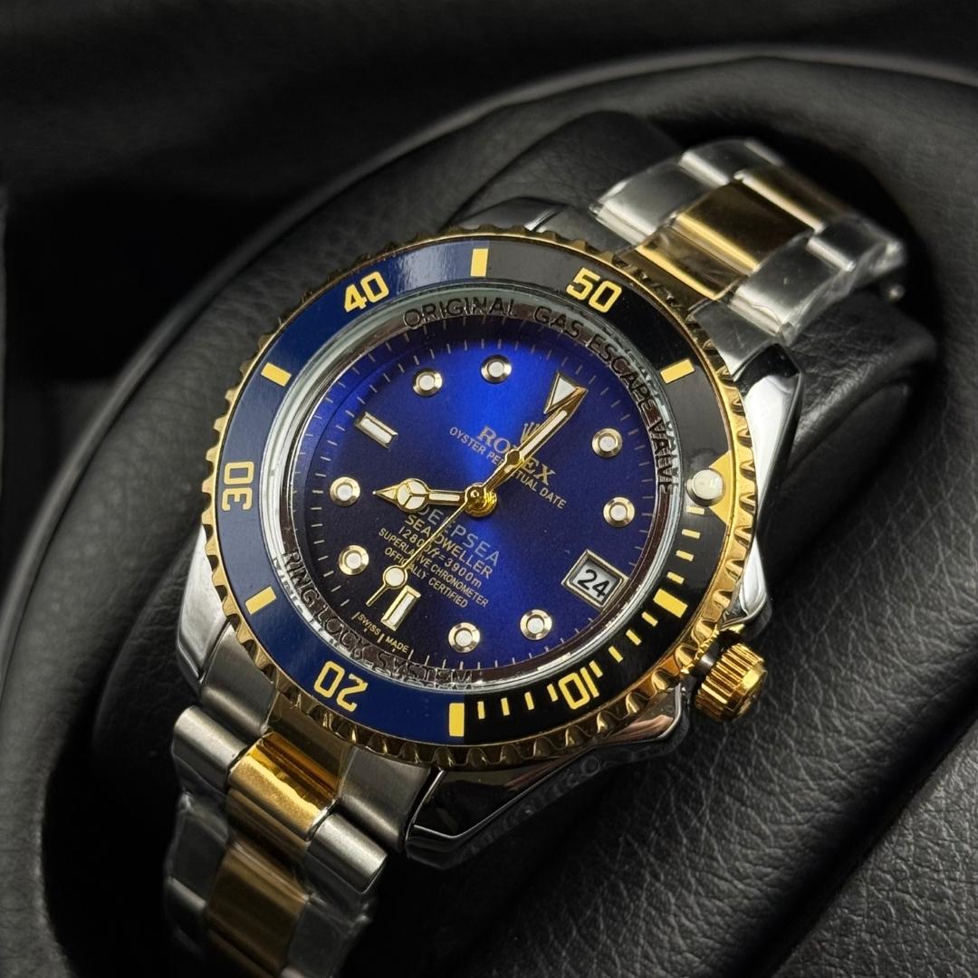 Rlx Submariner Mujer Bicolor Tablero Azul Bisel Negro Azul