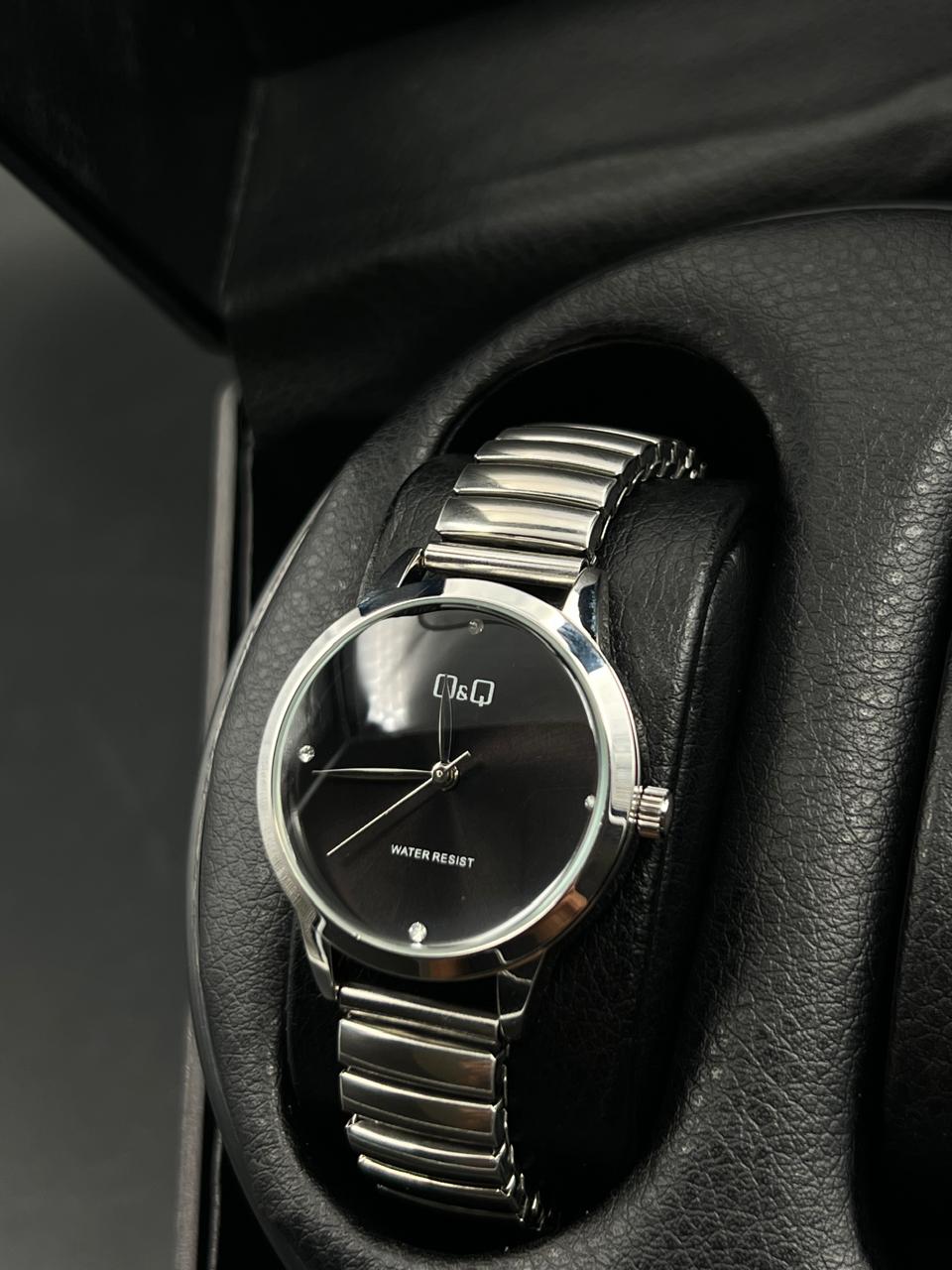 QYQ Mujer Elastic Plateado Tablero Negro