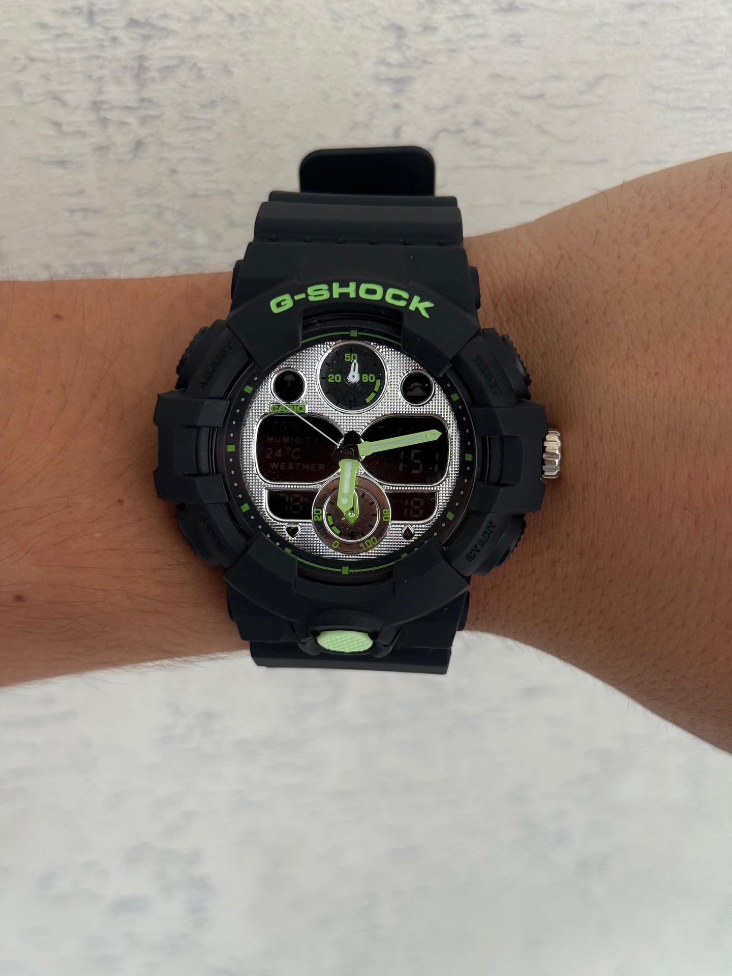 G-Shck GBA Negro Tablero Plateado - Verde