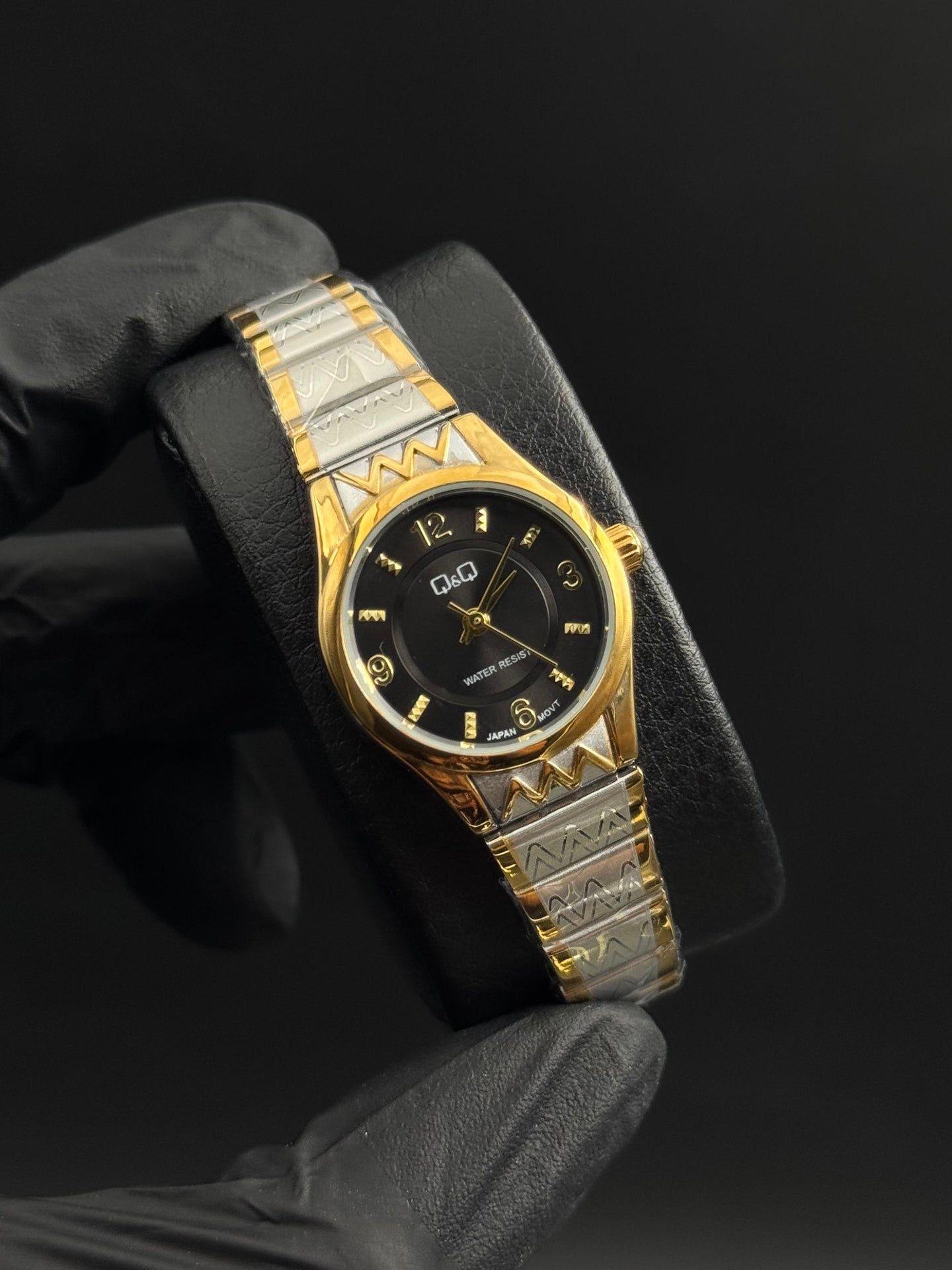 QYQ Mujer Mn Bicolor Dorado Tablero Negro