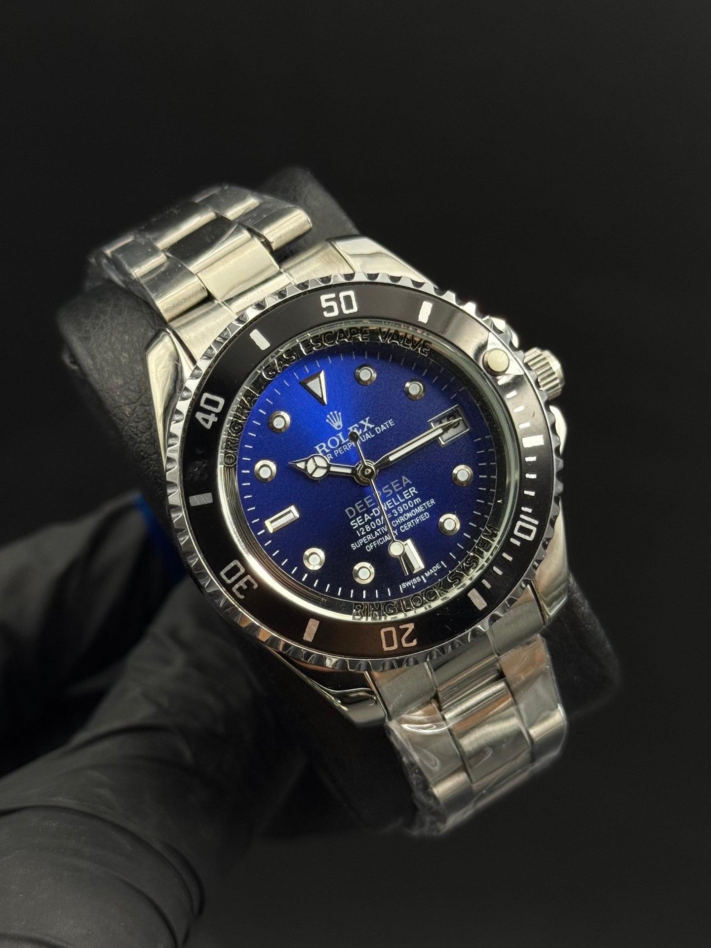 Rlx Submariner Mujer Plateado Tablero Azul Negro Bisel Negro