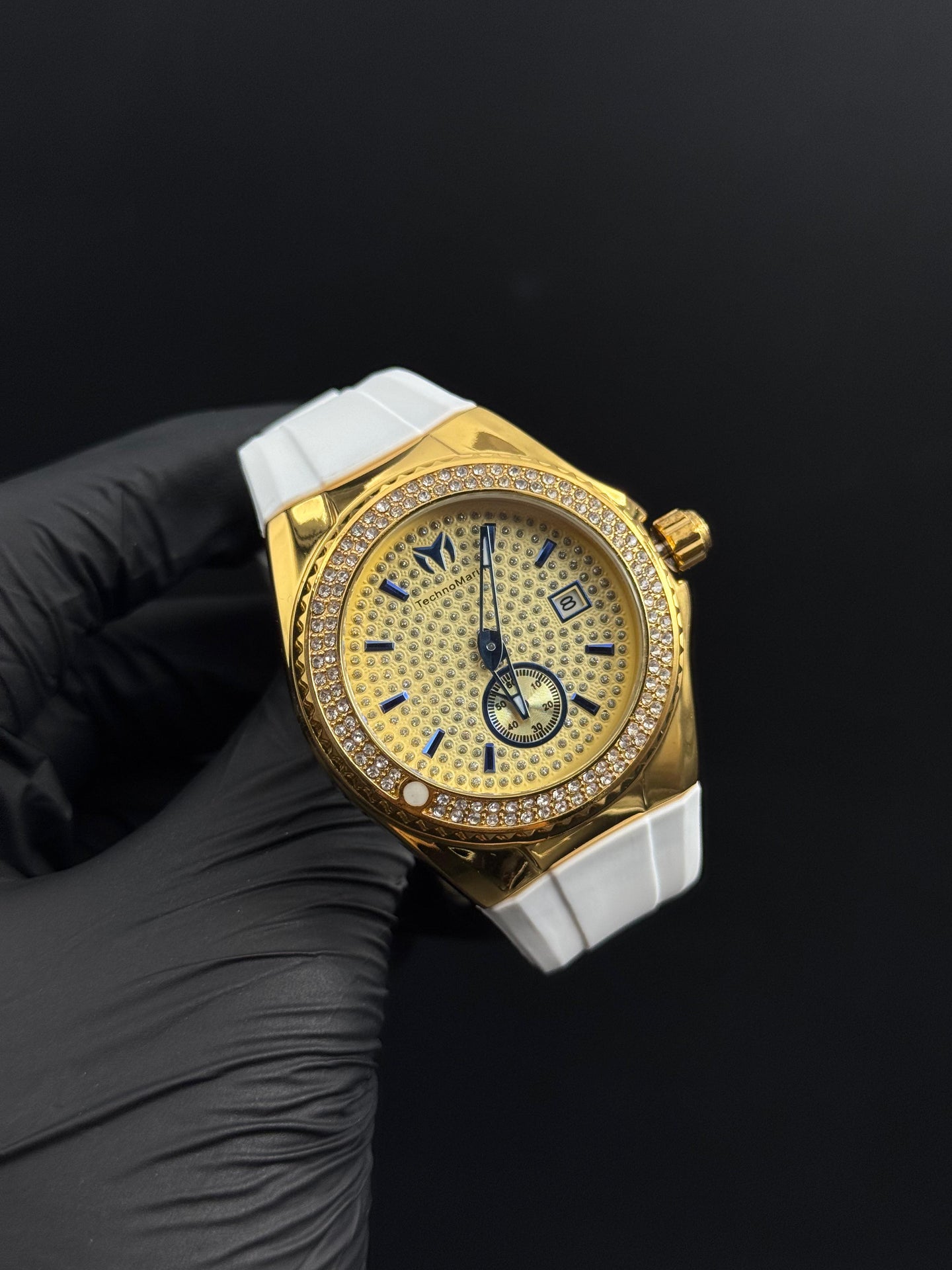 Tchmrnr Monogram Mujer Blanco Tablero Dorado Dorado Azul