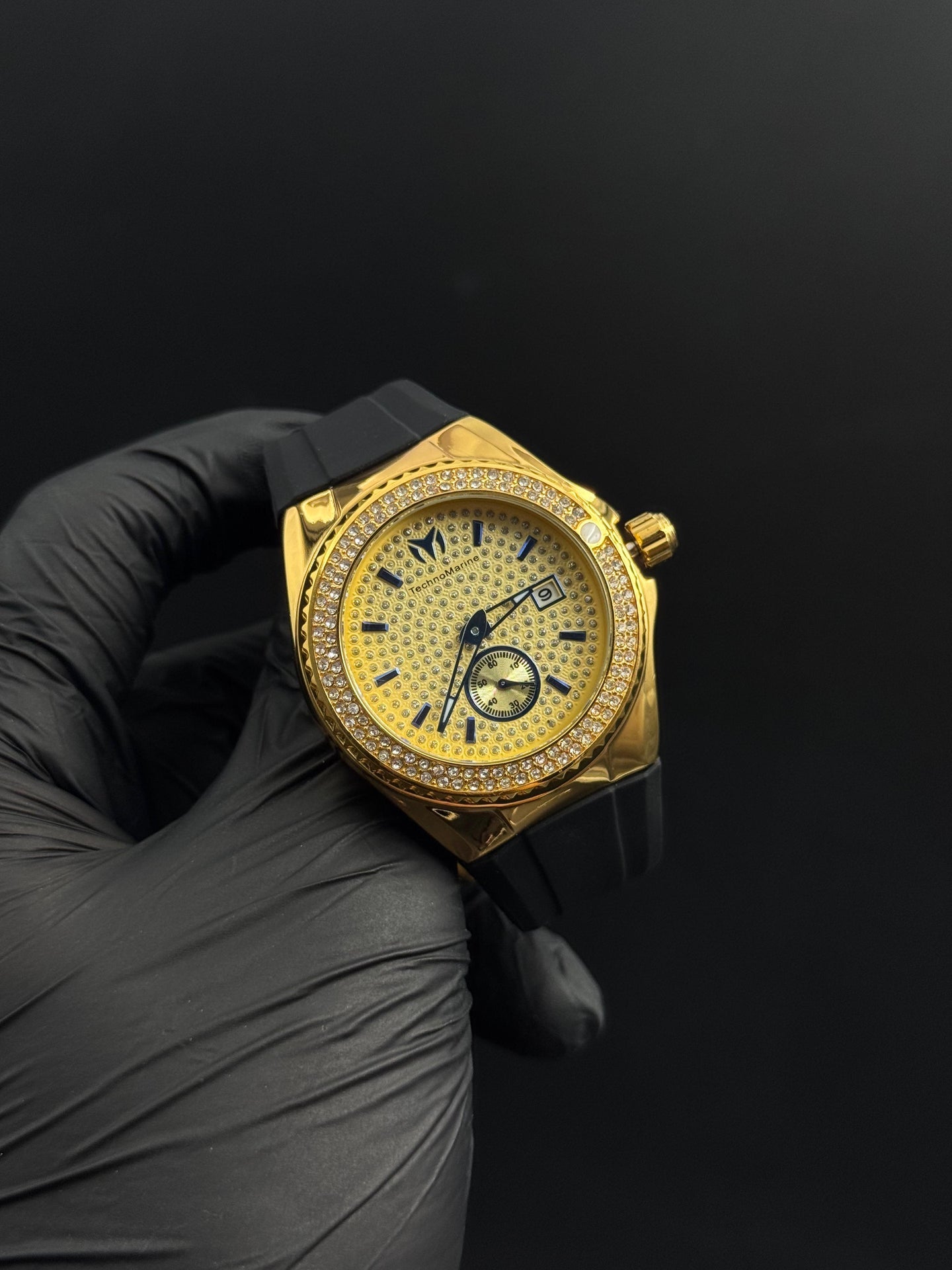 Tchmrnr Monogram Mujer Negro Tablero Dorado Dorado Azul