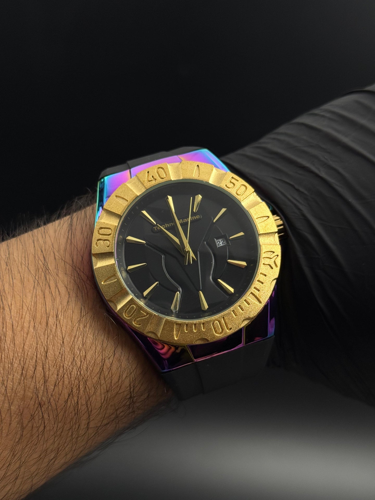 Tchmrn 903 Goma Negra Tablero Negro Dorado Tornasol