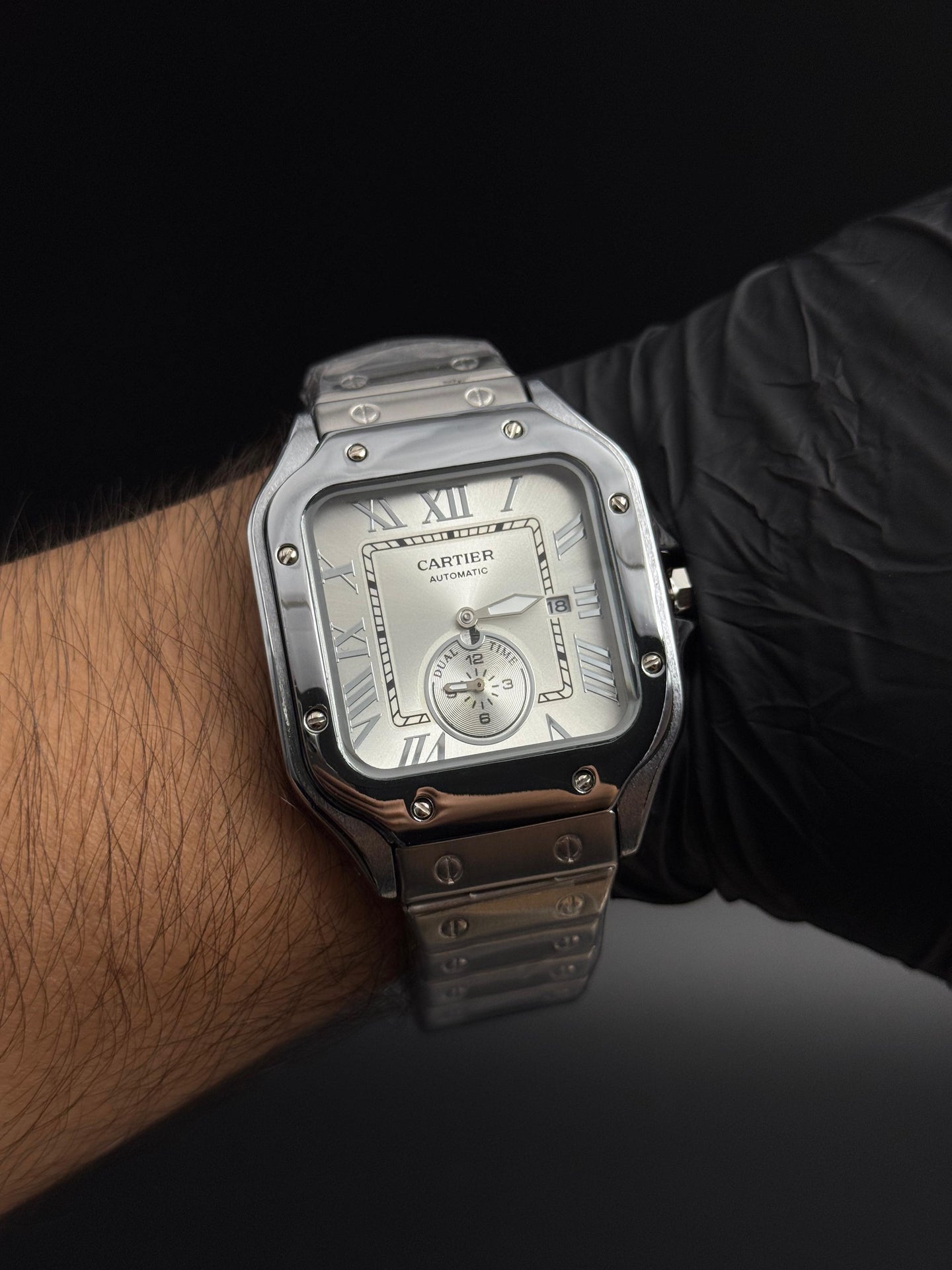 Crtr Crono Metalico Plateado Tablero Plateado