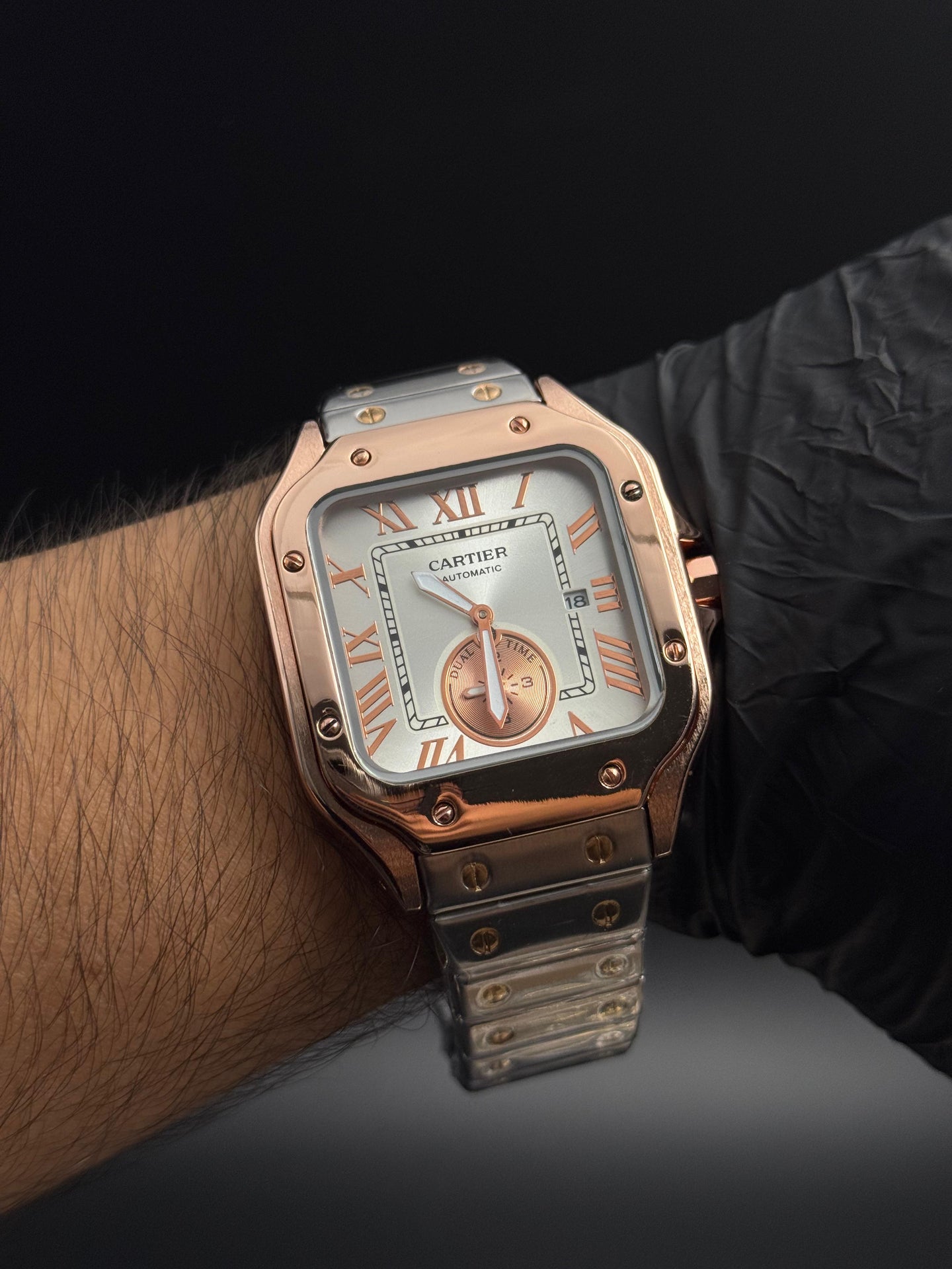 Crtr Crono Metalico Plateado Tablero Plateado Oro Rosa