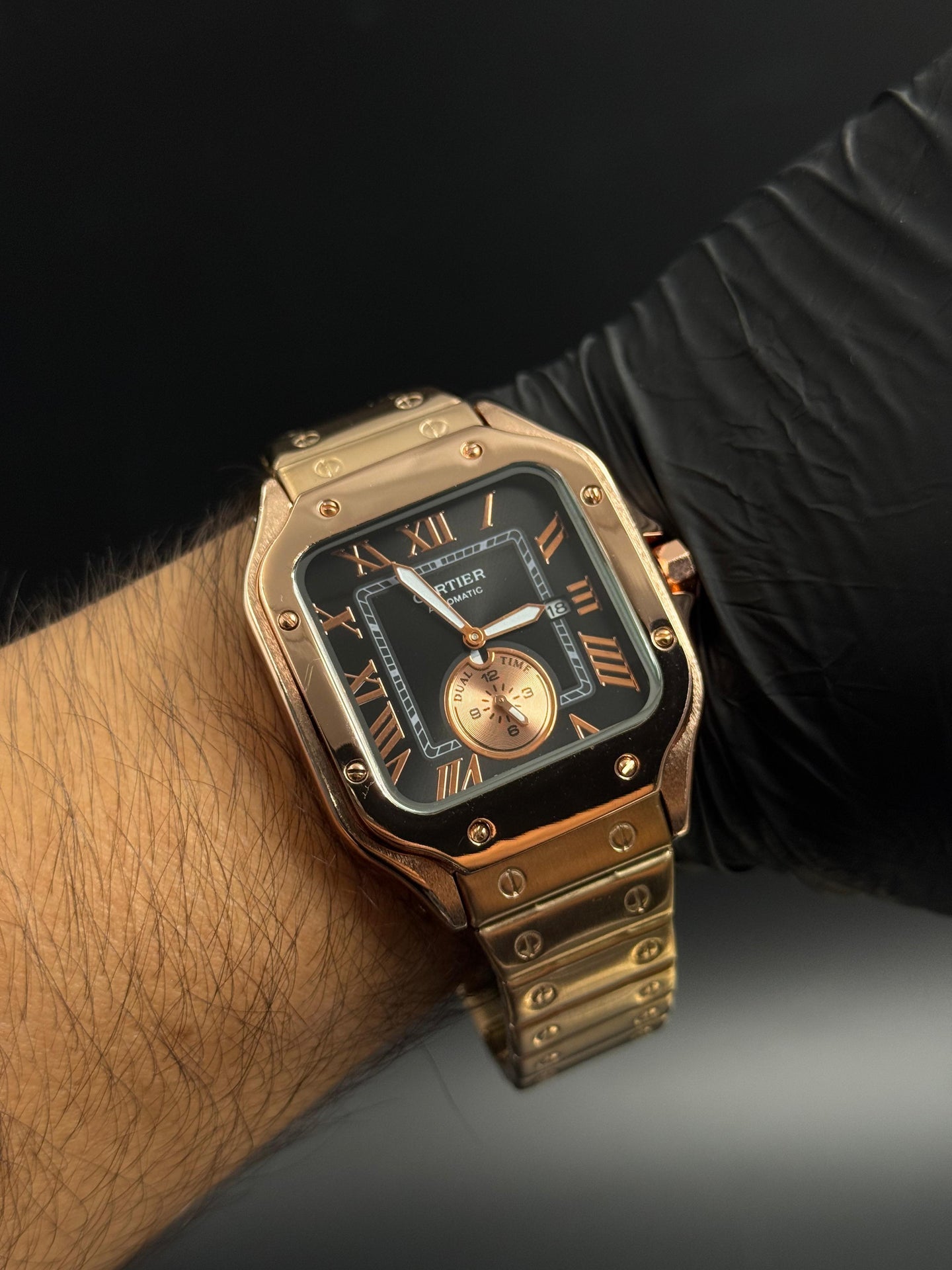 Crtr Crono Metalico Oro Rosa Tablero Negro