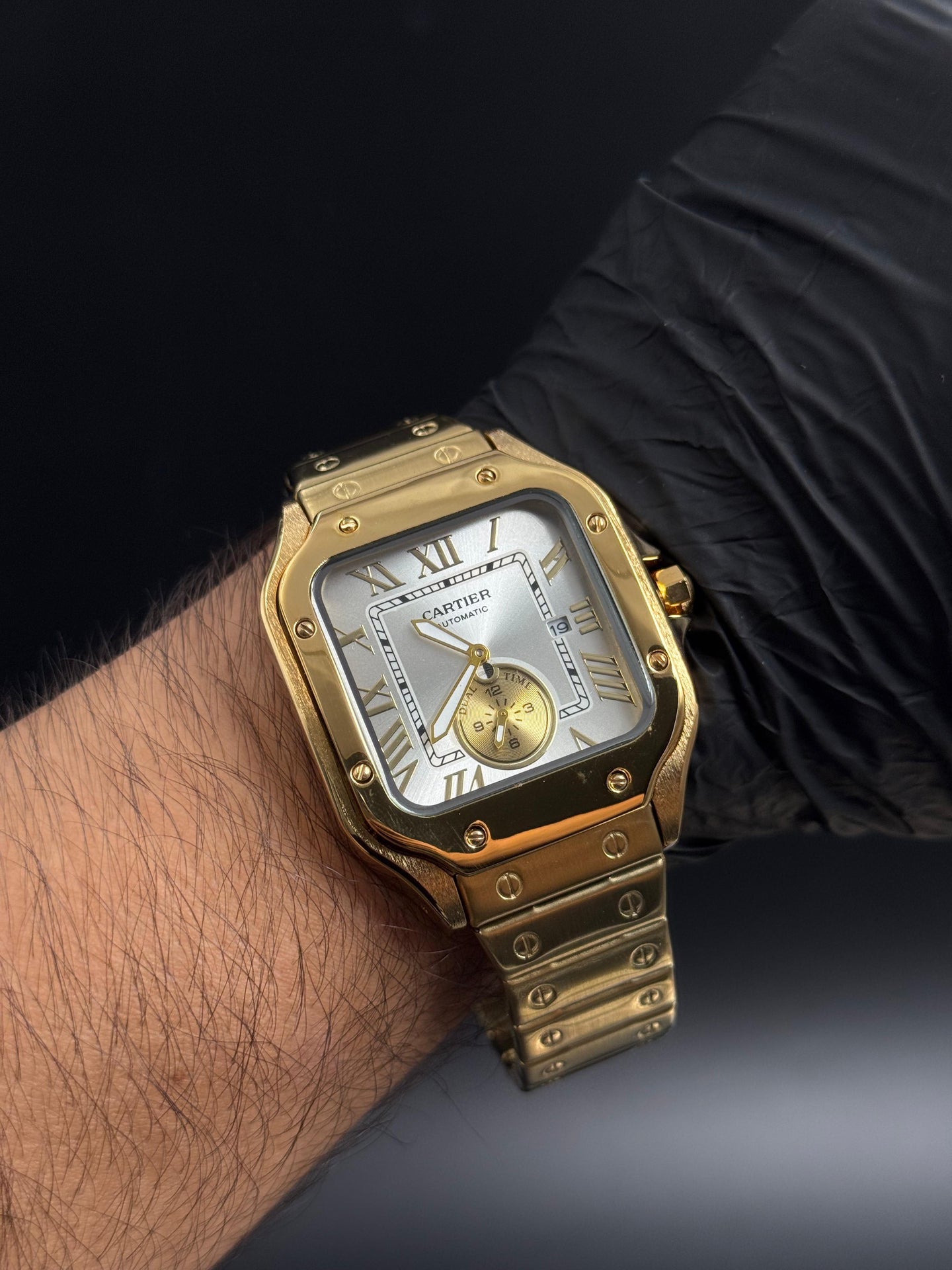 Crtr Crono Metalico Dorado Tablero Plateado