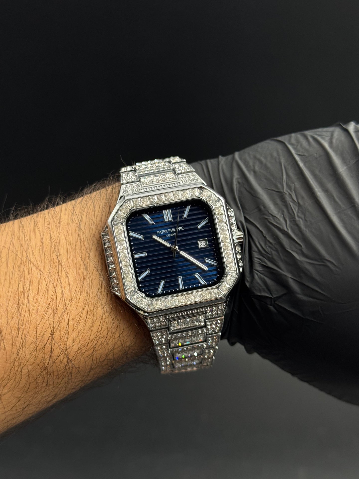 Patk Phlppe Circones Plateado Tablero Azul