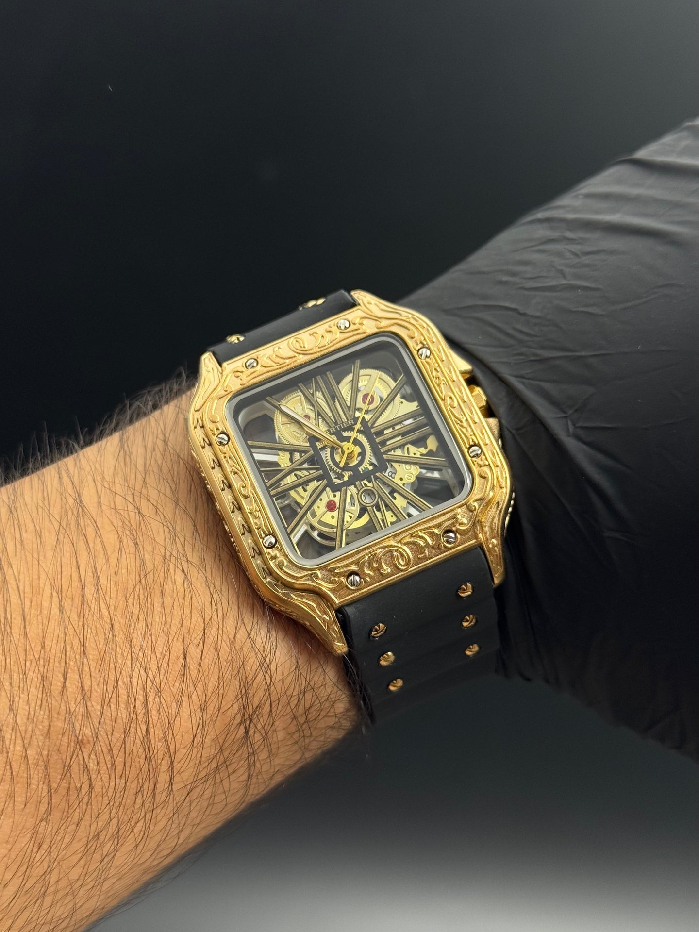 Crtr Santos Tallado Negro Tablero Dorado Dorado