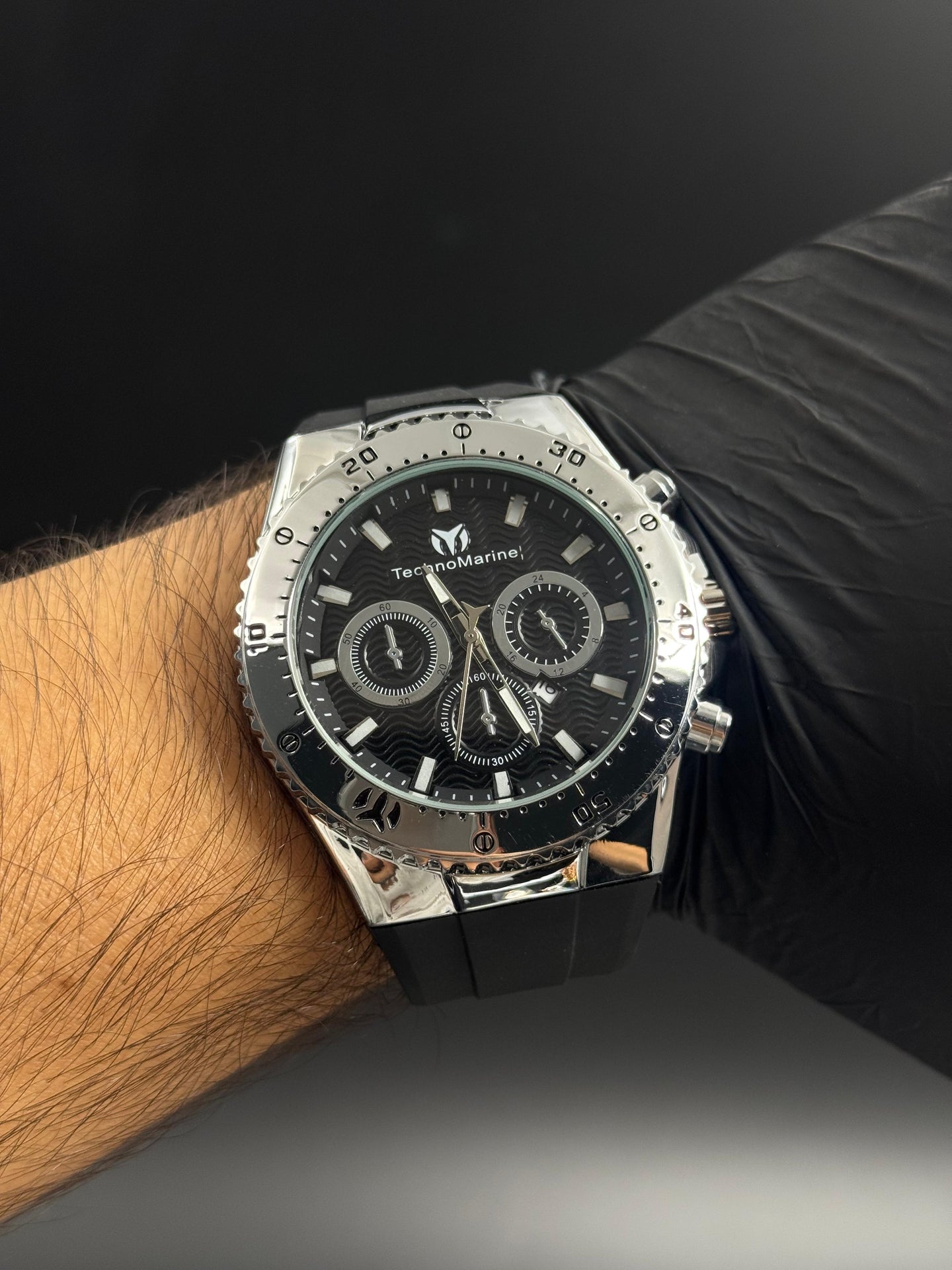 Tchmrn 3R Goma Negra Tablero Negro Plateado