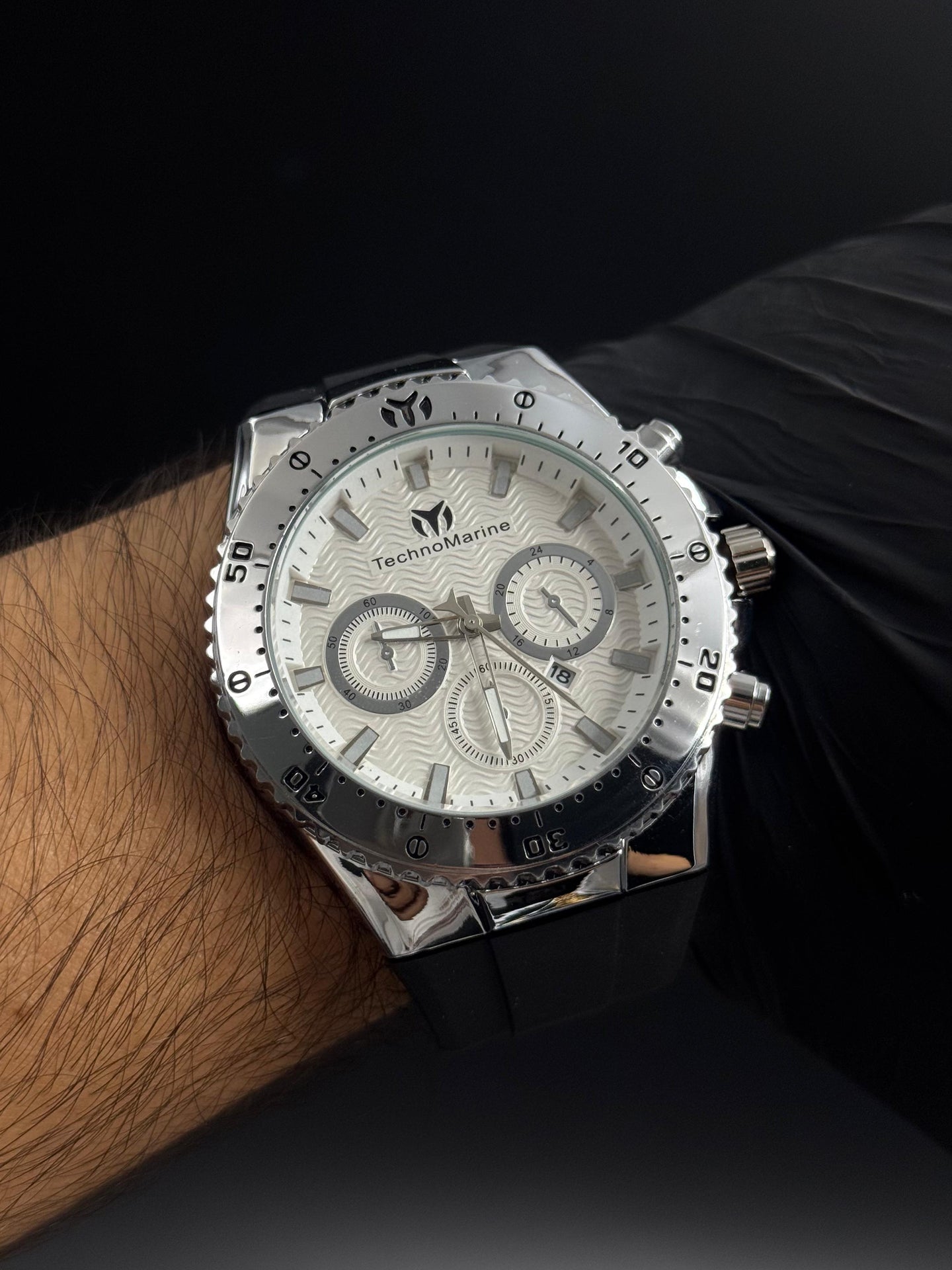 Tchmrn 3R Goma Negra Tablero Blanco Plateado