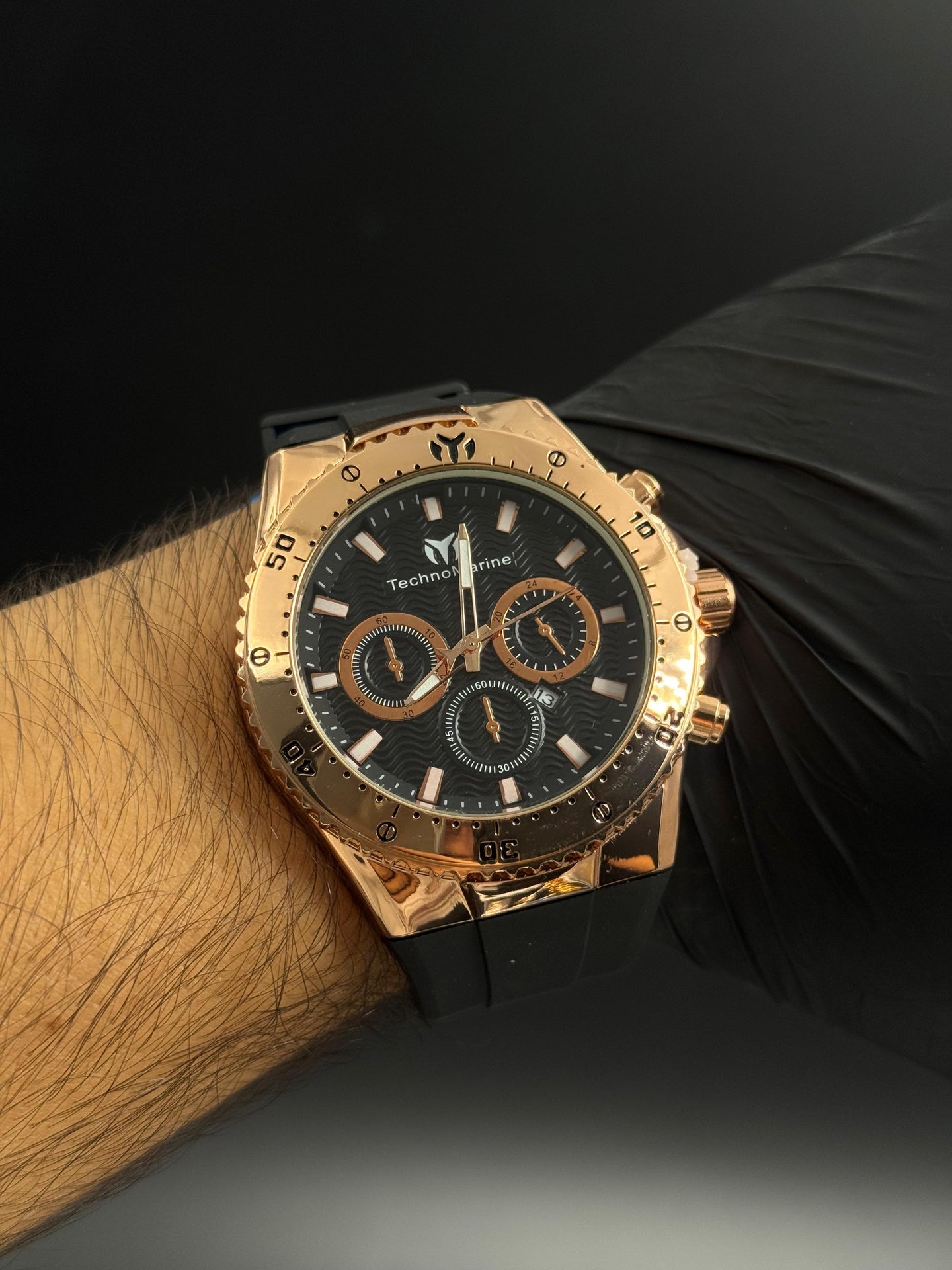 Tchmrn 3R Goma Negra Tablero Negro Oro Rosa