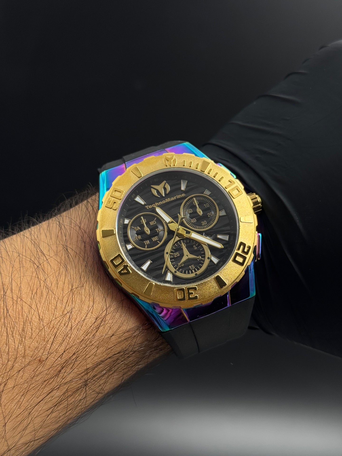 Tchmrn MZ Goma Negra Tablero Negro Dorado Tornasol