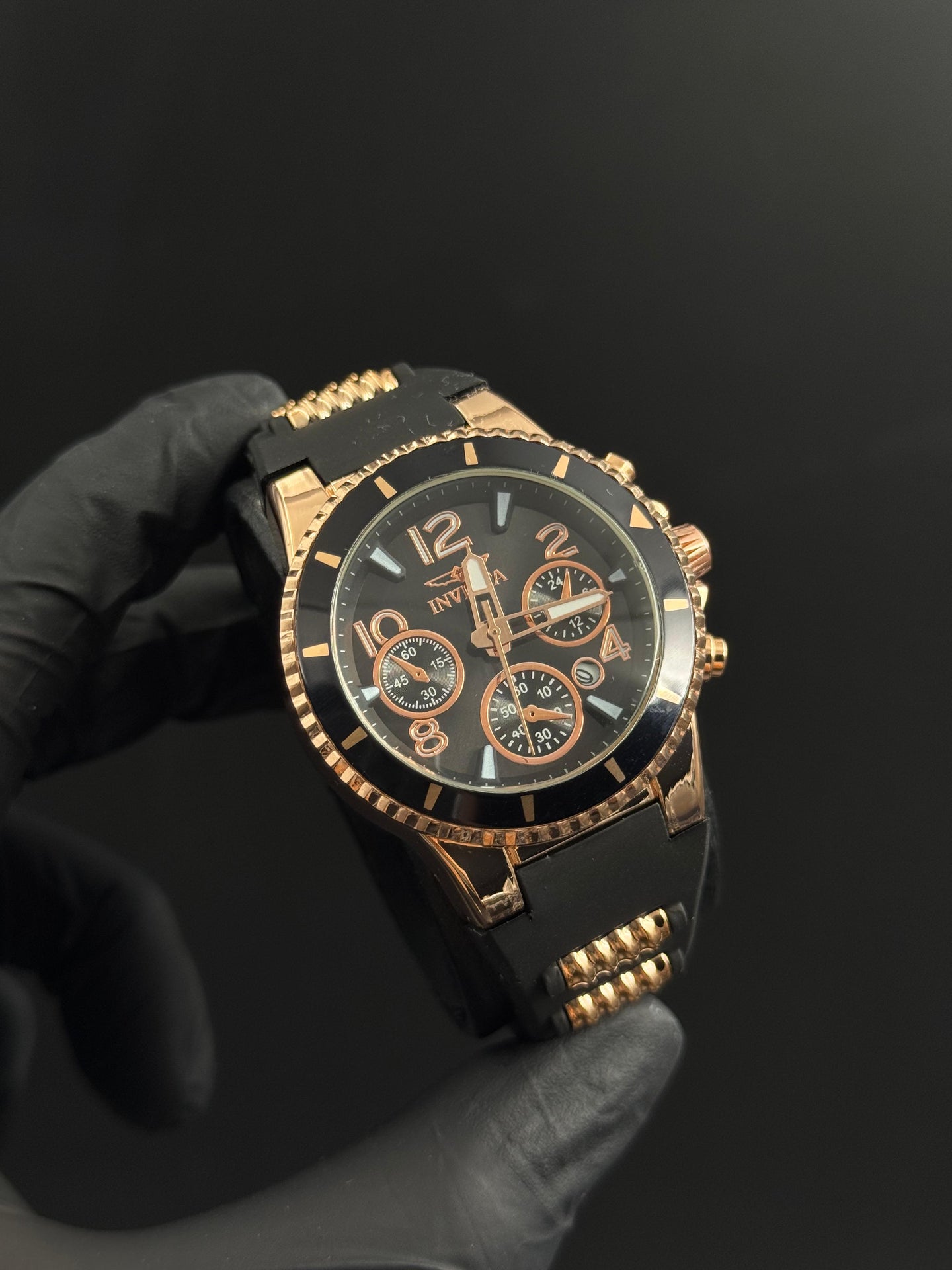 Invct 5H Mujer Goma Negra Tablero Negro Oro Rosa