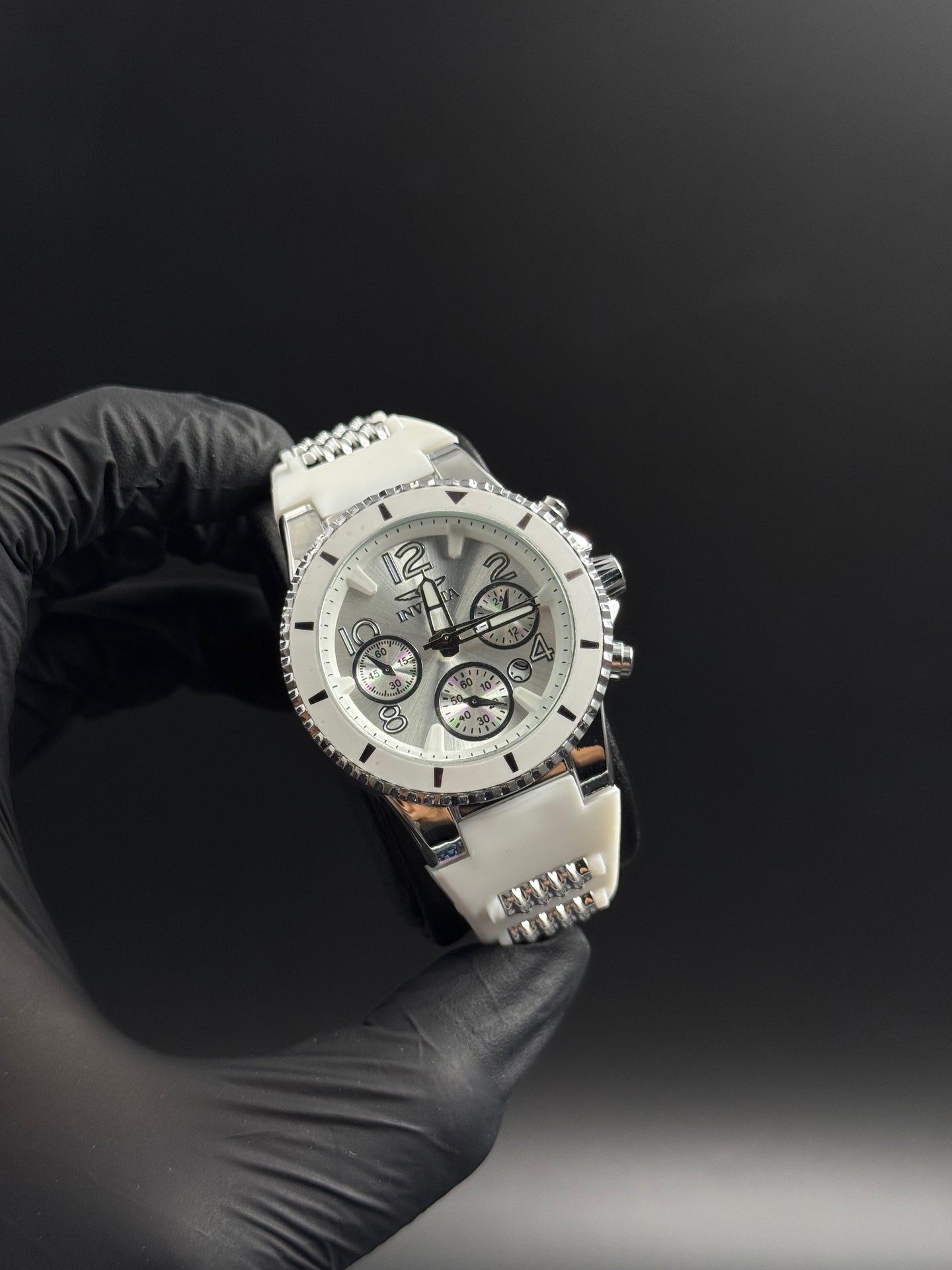 Invct 5H Mujer Goma Blanca Tablero Plateado Blanco