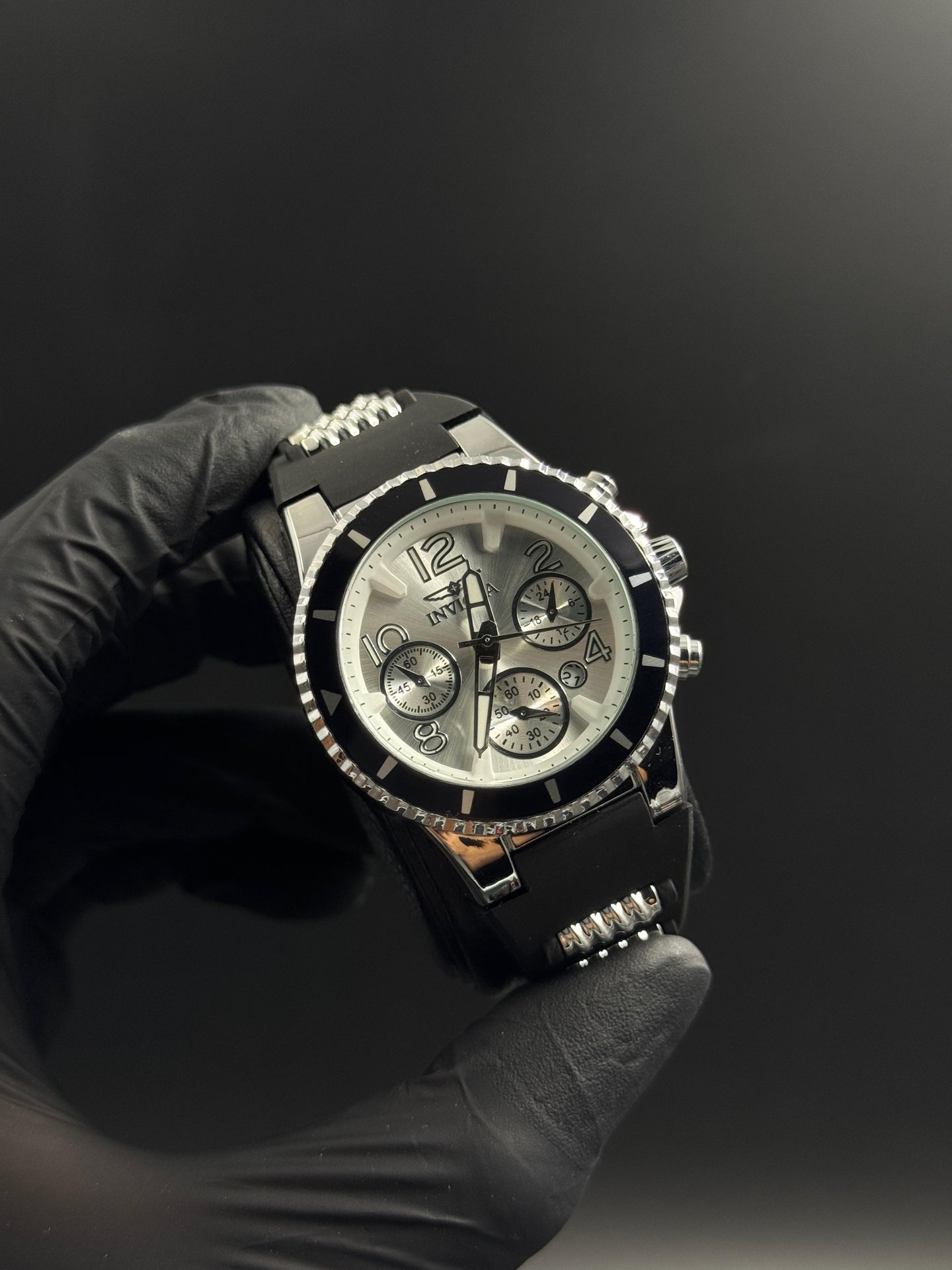 Invct 5H Mujer Goma Negra Tablero Plateado Negro Plateado