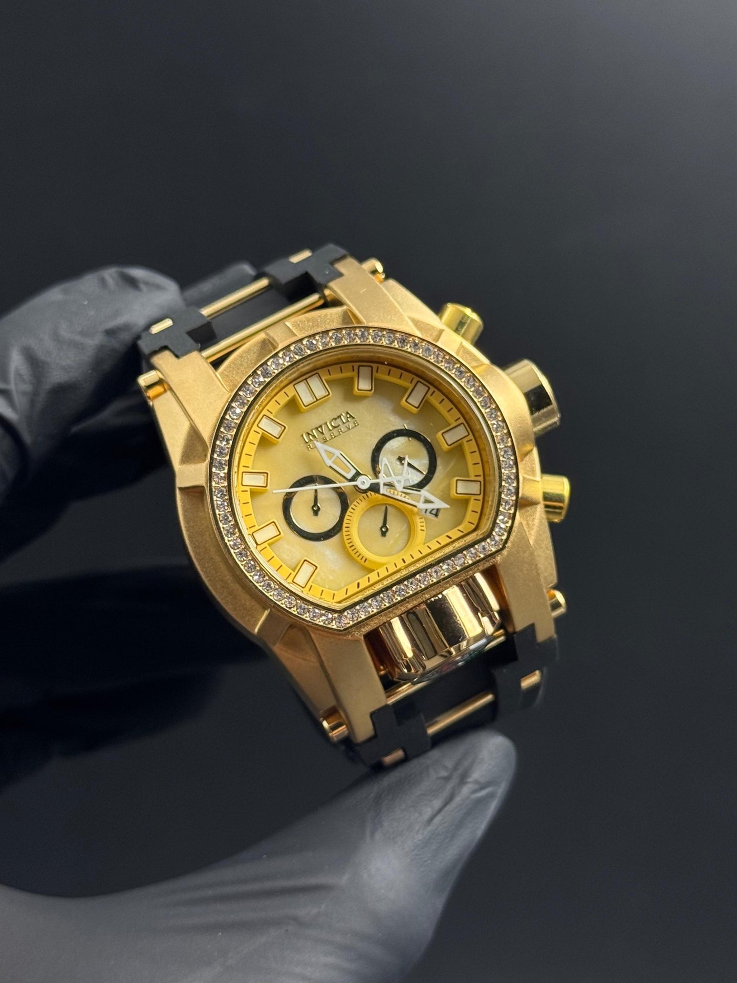 Invct Mujer Circones Goma Negra Tablero Dorado Dorado